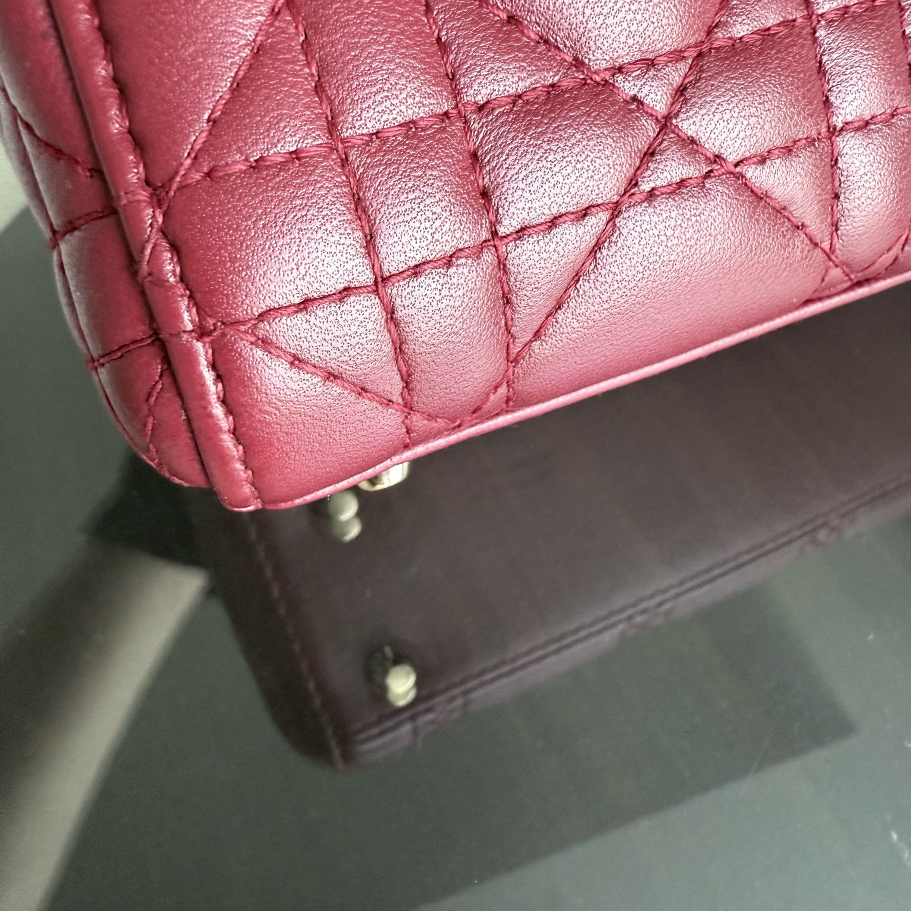 Dior Lady Mini - Cannage Lambskin Burgundy Gold Hardware