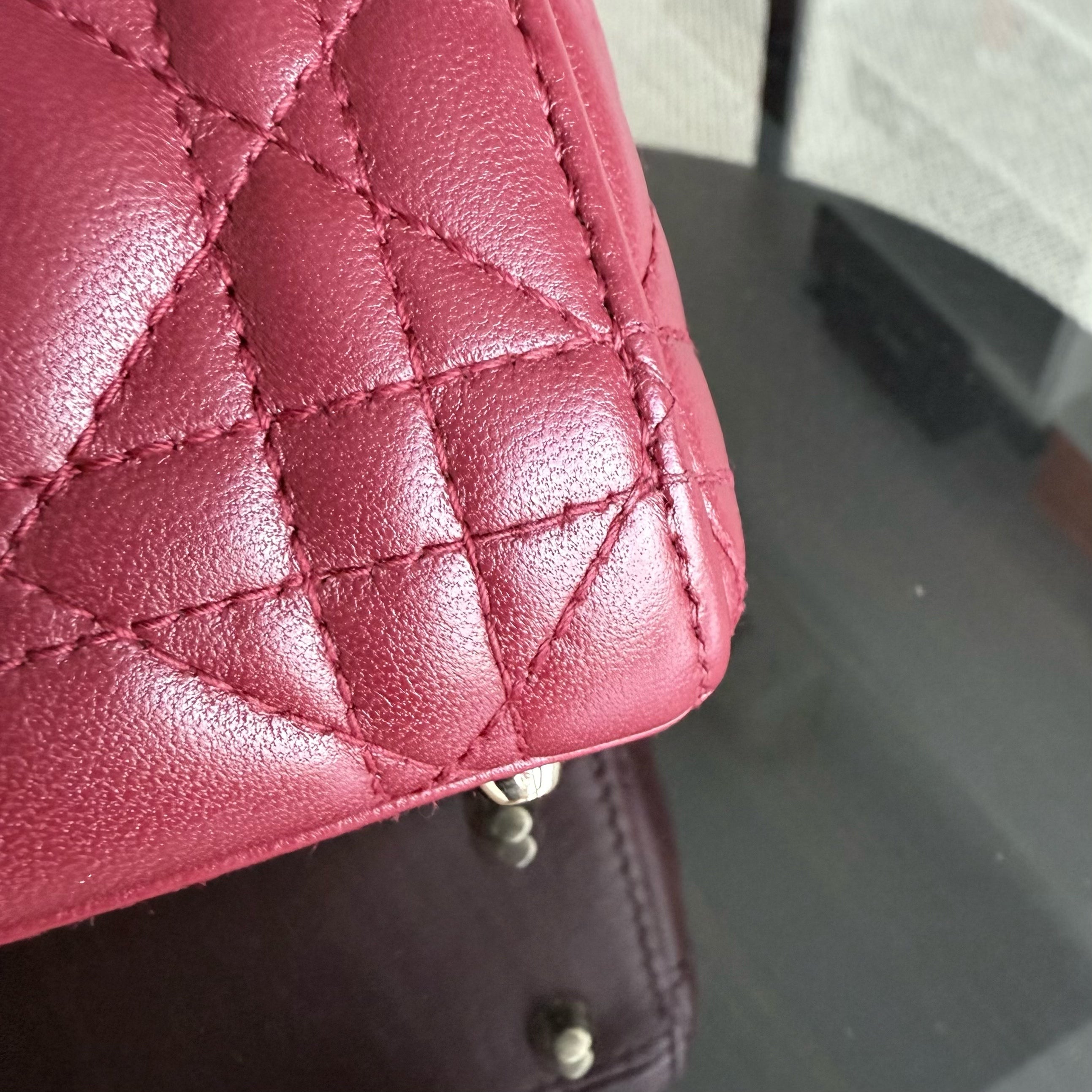 Dior Lady Mini - Cannage Lambskin Burgundy Gold Hardware