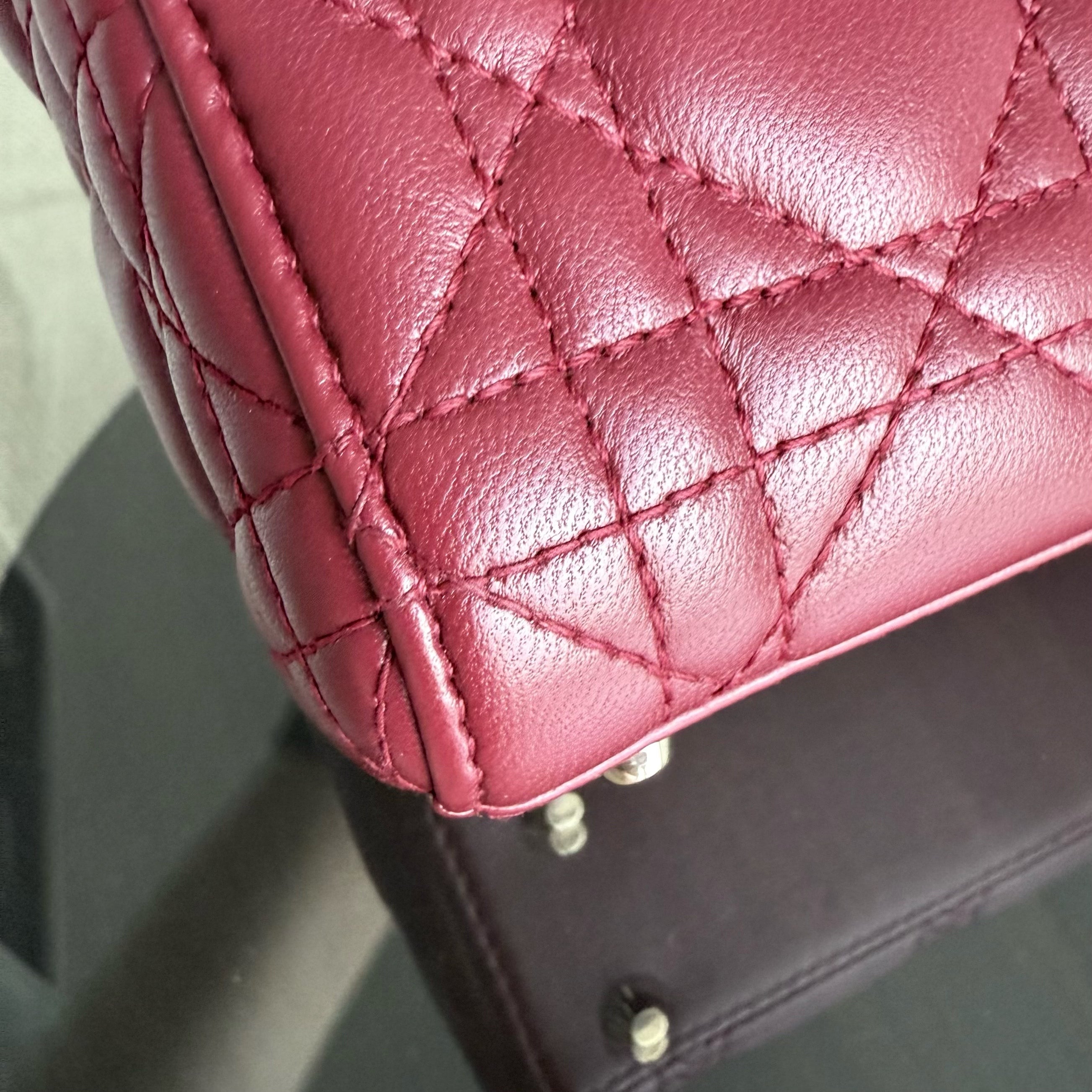 Dior Lady Mini - Cannage Lambskin Burgundy Gold Hardware