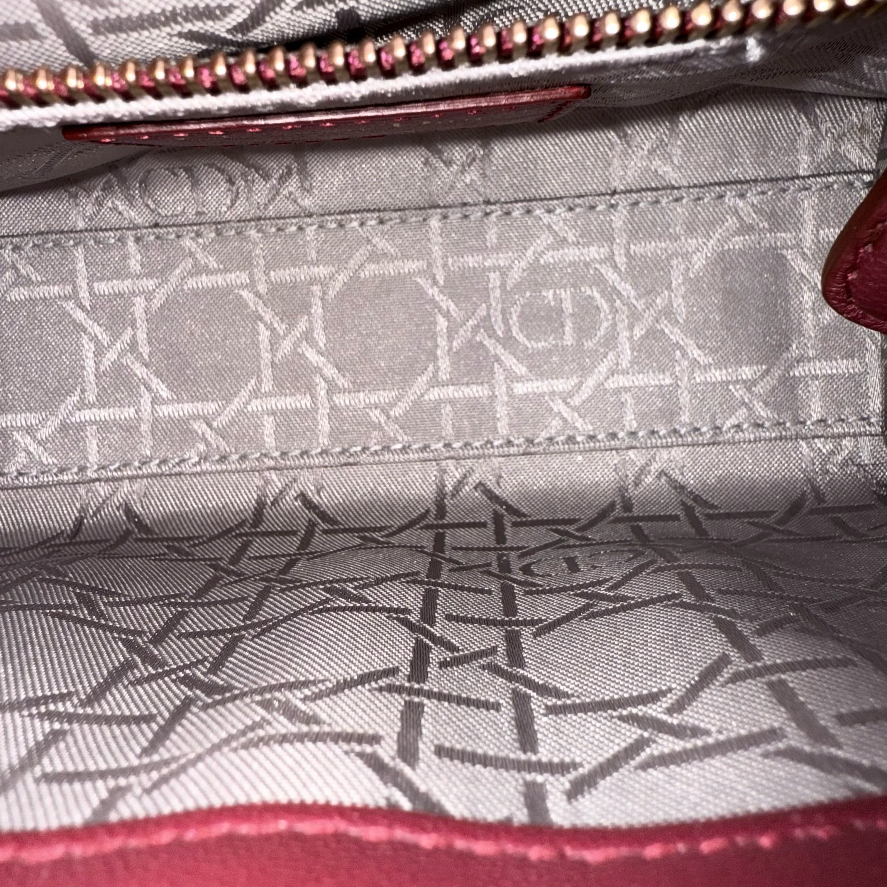 Dior Lady Mini - Cannage Lambskin Burgundy Gold Hardware