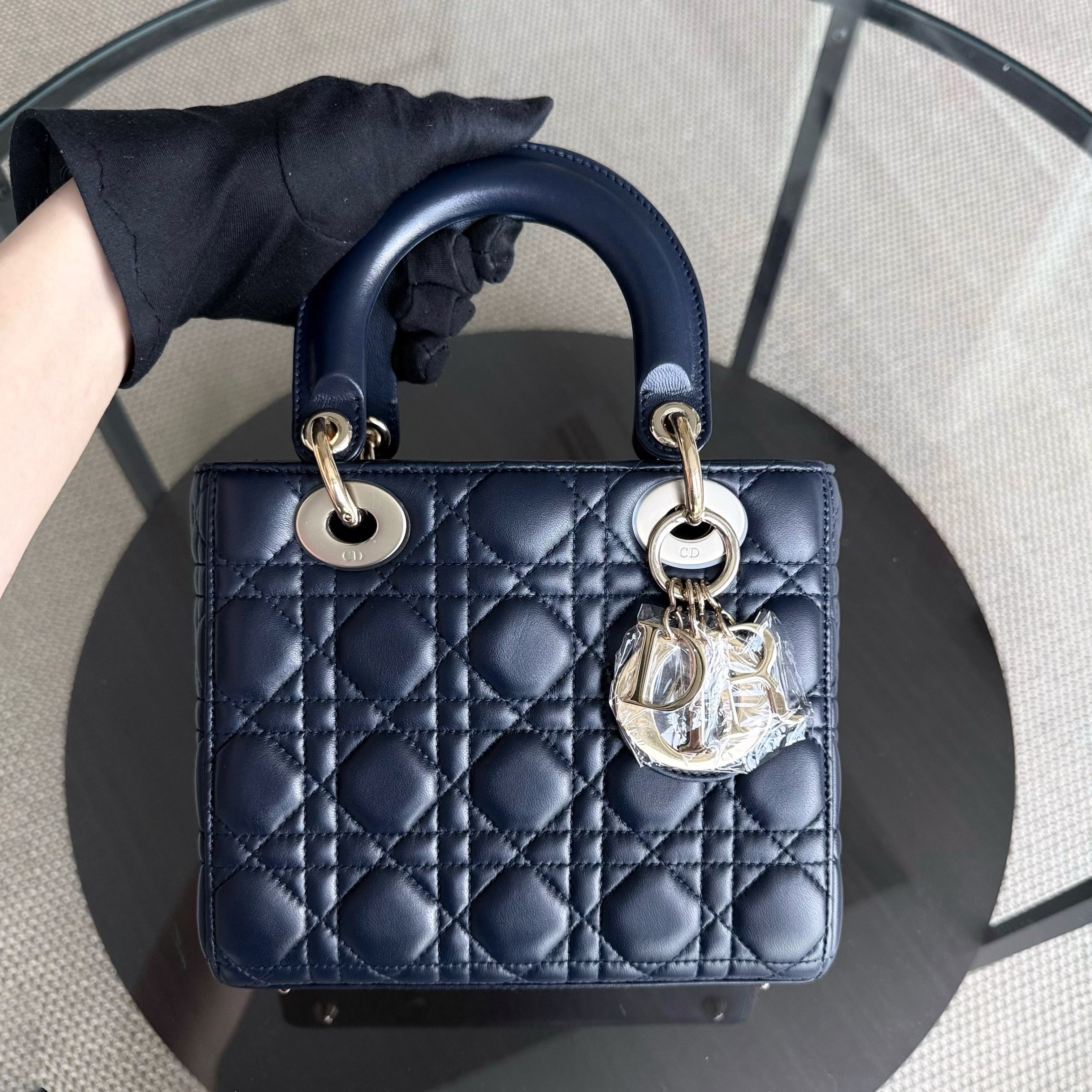 Dior Lady Small Flap - Cannage Lambskin Dark Blue Gold Hardware