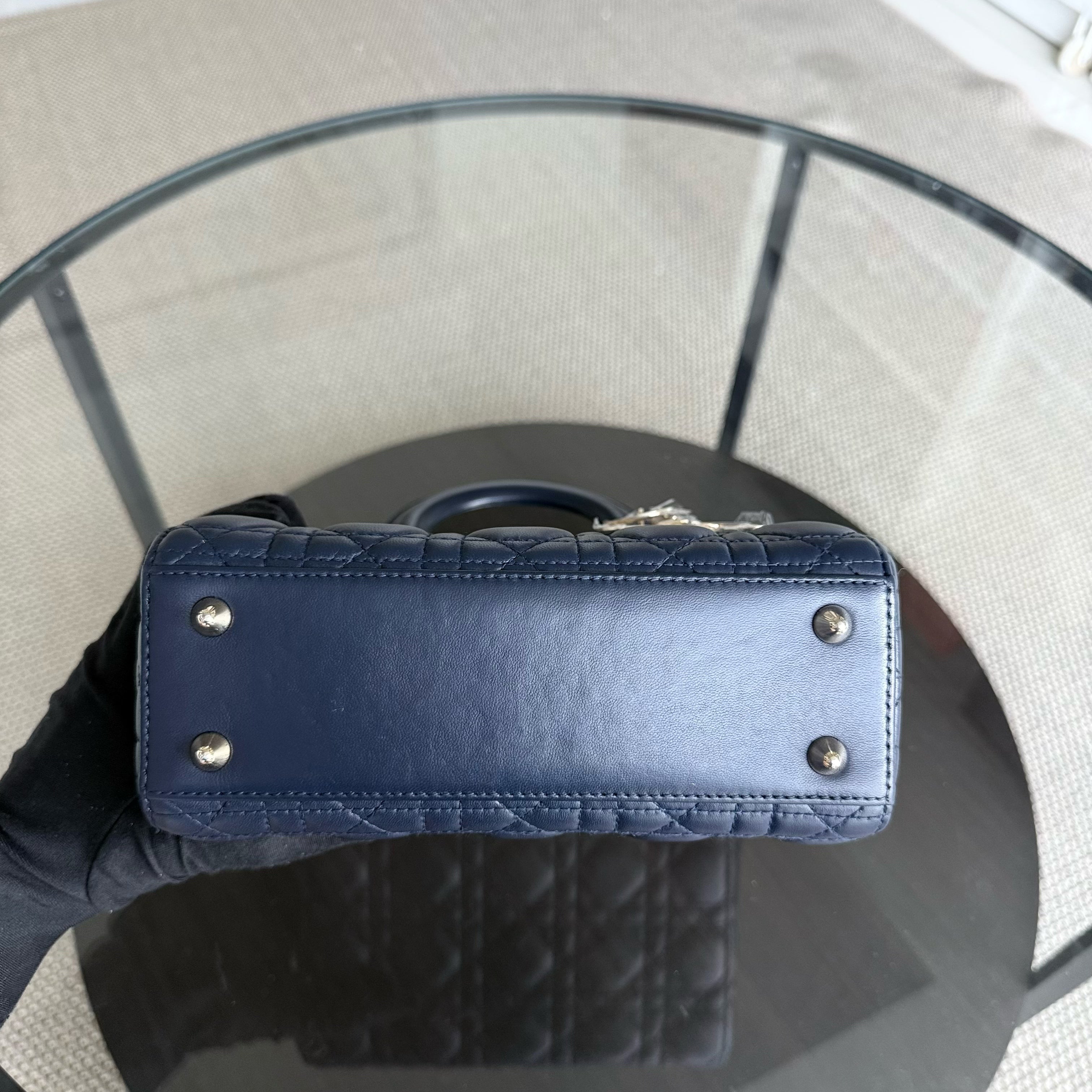 Dior Lady Small Flap - Cannage Lambskin Dark Blue Gold Hardware