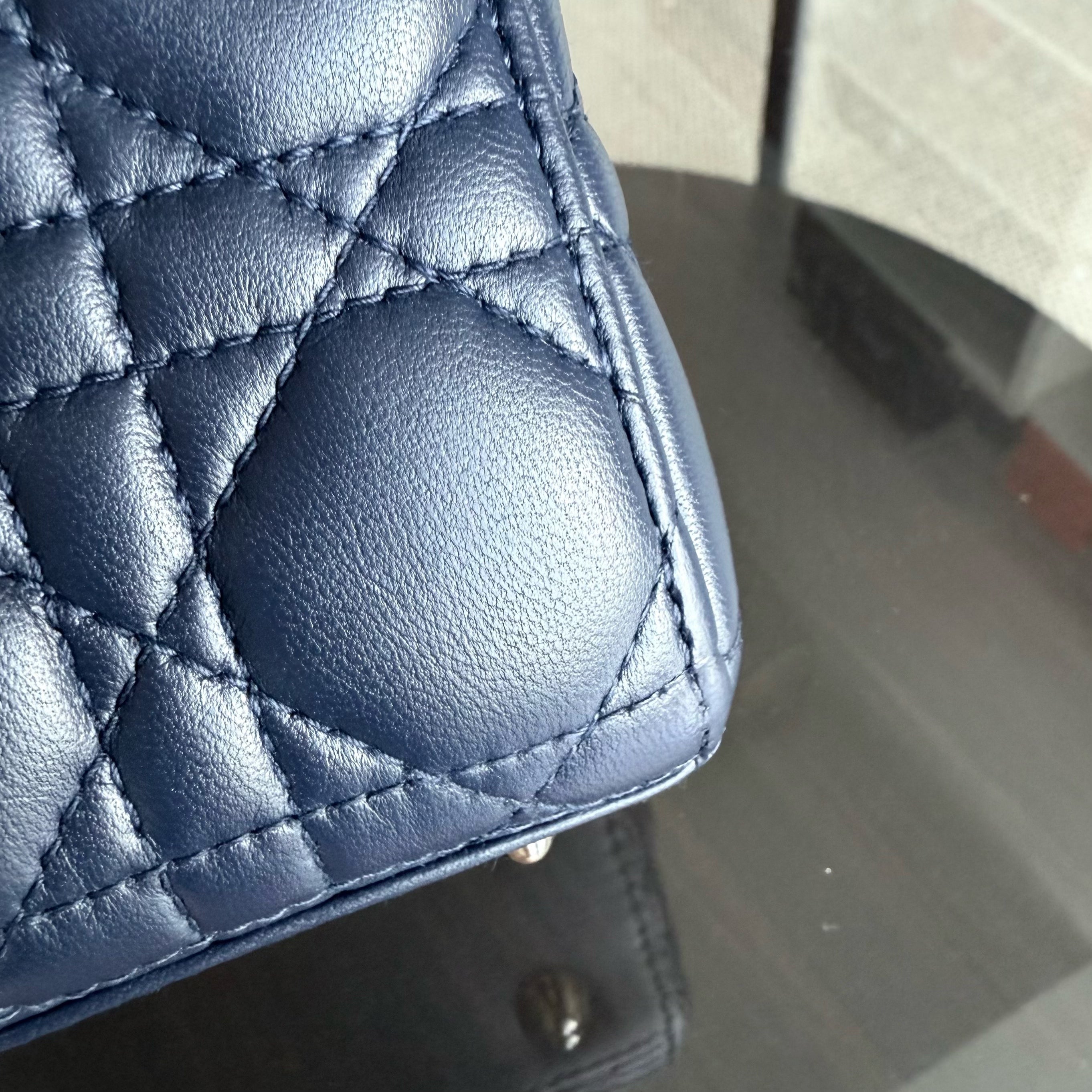 Dior Lady Small Flap - Cannage Lambskin Dark Blue Gold Hardware