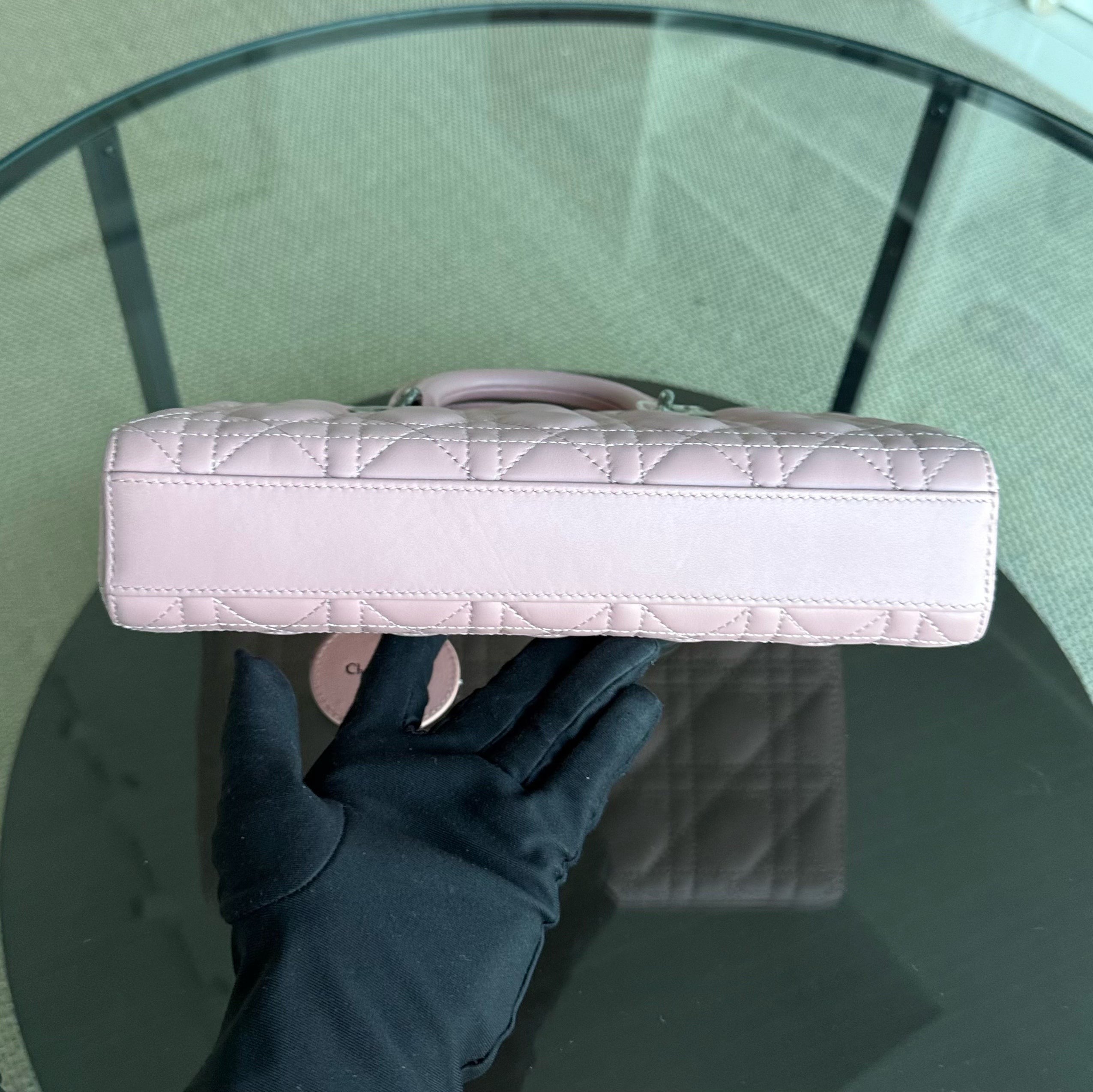 Dior Lady D-Joy Medium - Cannage Lambskin Sakura Pink Black Hardware