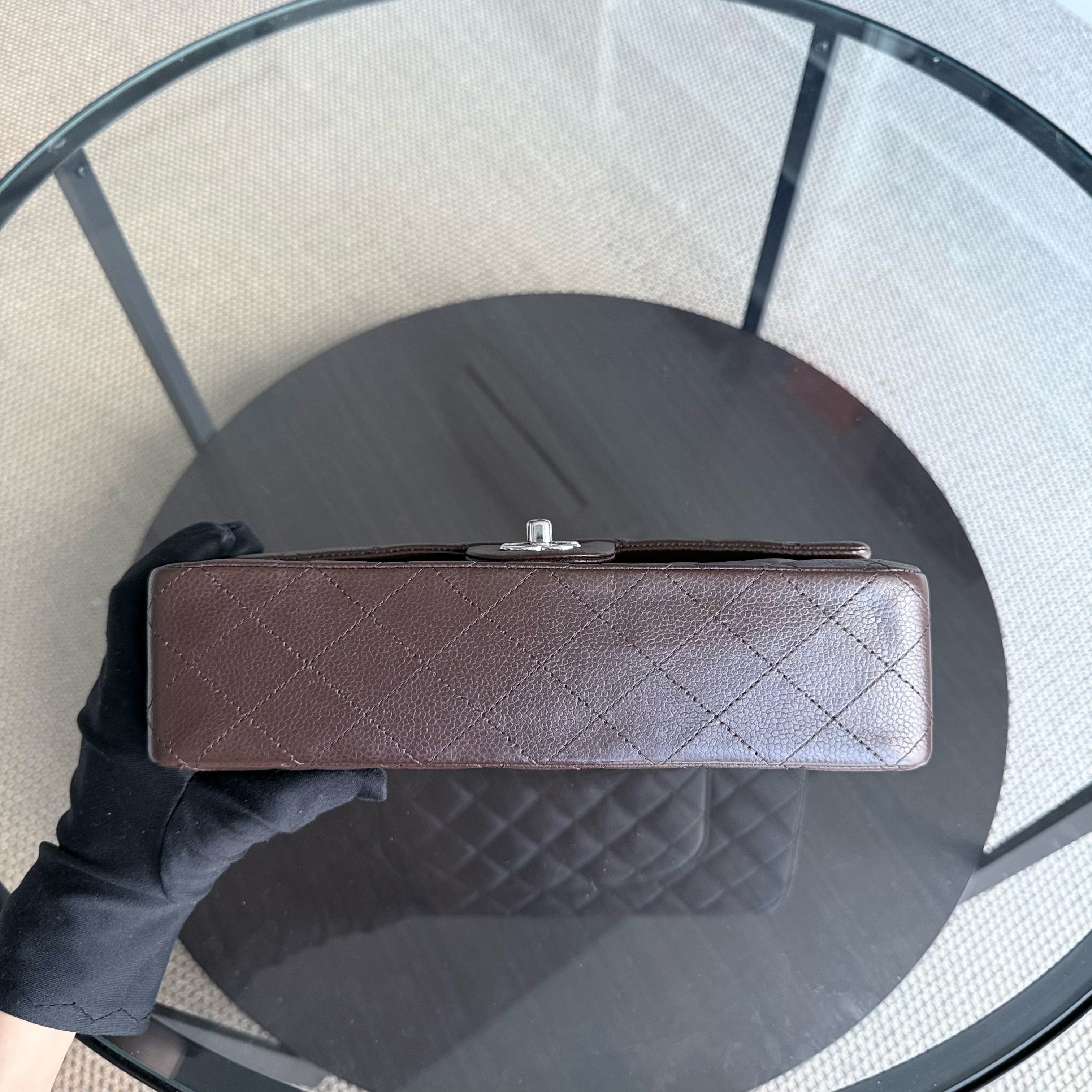 Chanel Classic Flap Medium - Caviar 25CM Quilted Grained Calfskin Dark Brown Silver Hardware Series 14