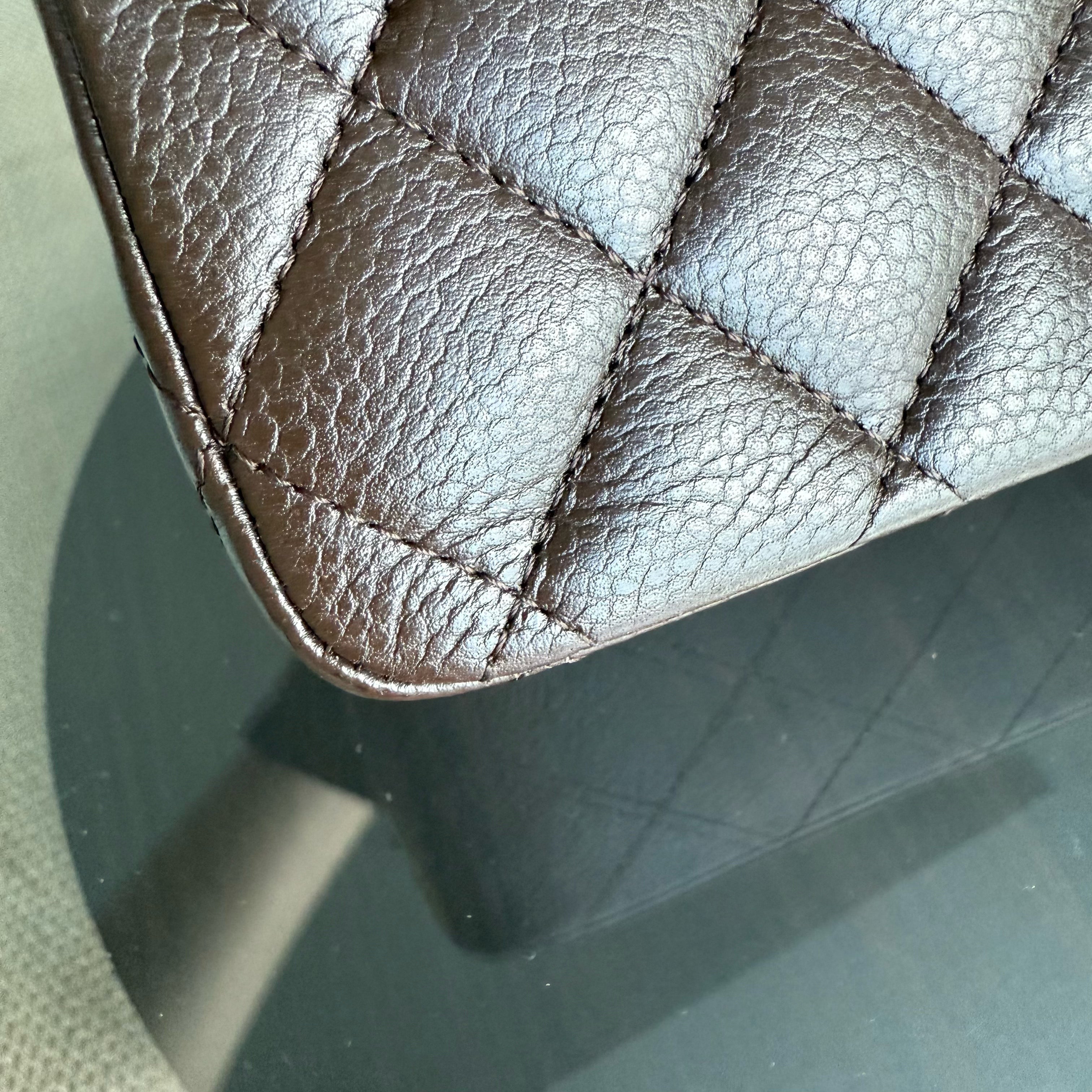 Chanel Classic Flap Medium - Caviar 25CM Quilted Grained Calfskin Dark Brown Silver Hardware Series 14