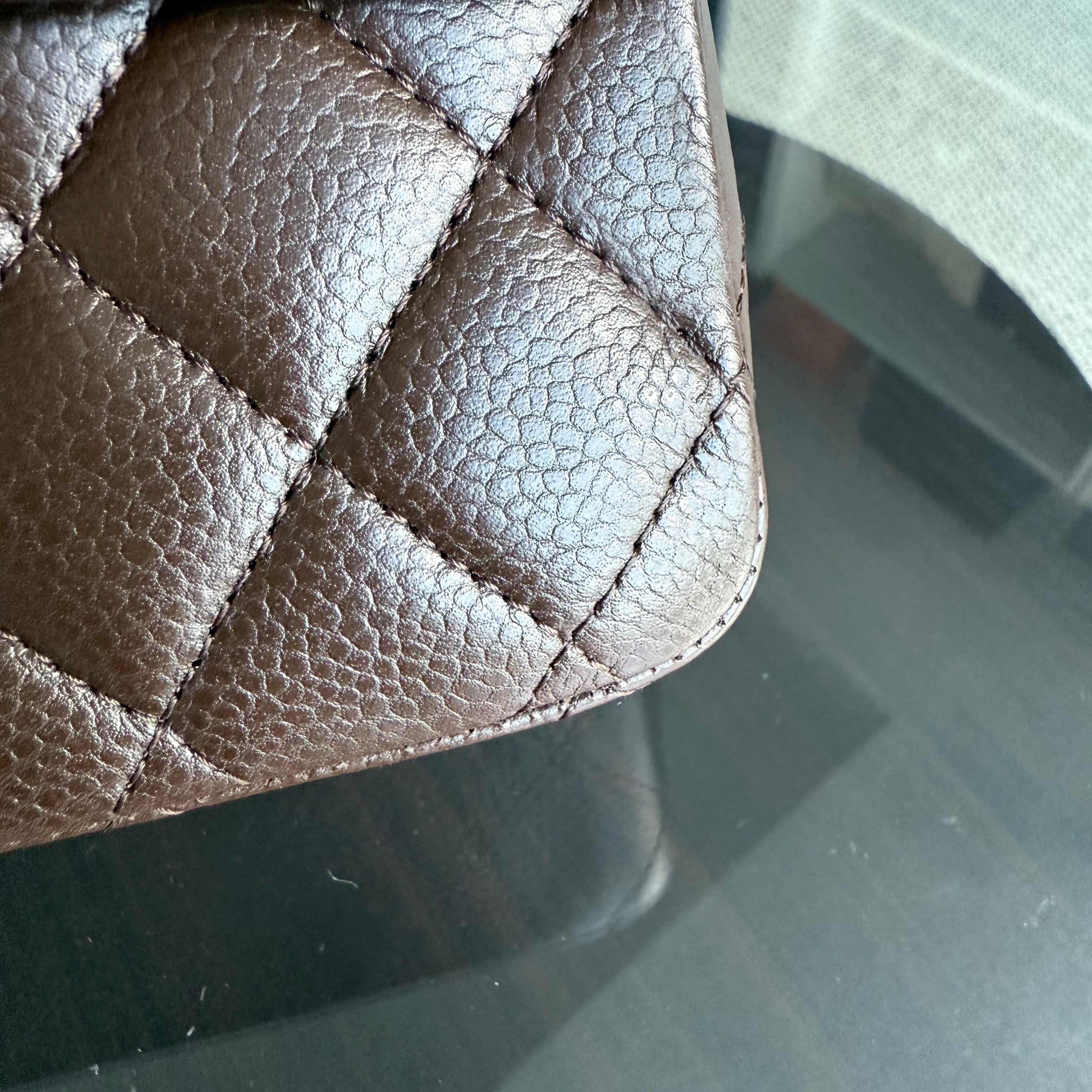 Chanel Classic Flap Medium - Caviar 25CM Quilted Grained Calfskin Dark Brown Silver Hardware Series 14