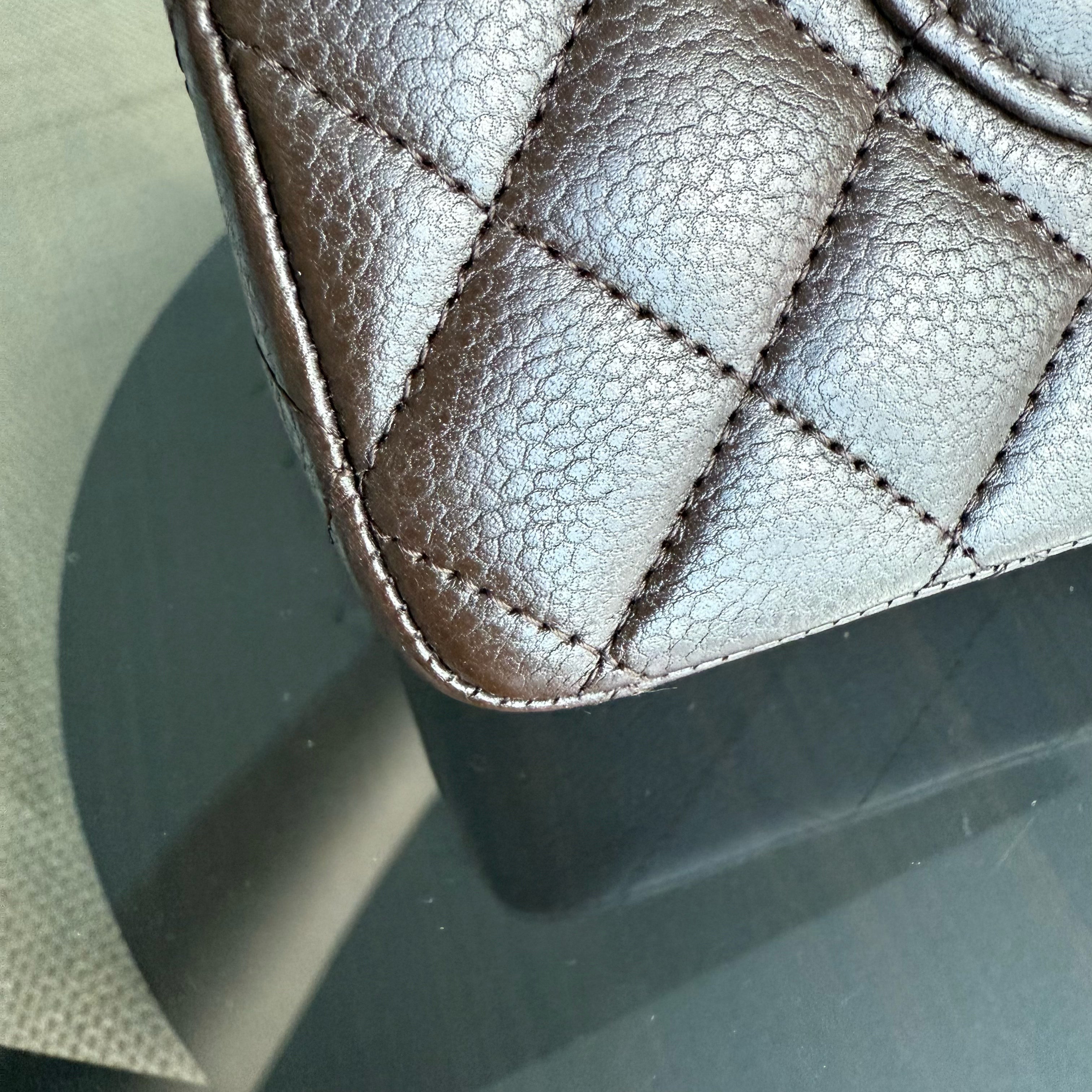 Chanel Classic Flap Medium - Caviar 25CM Quilted Grained Calfskin Dark Brown Silver Hardware Series 14