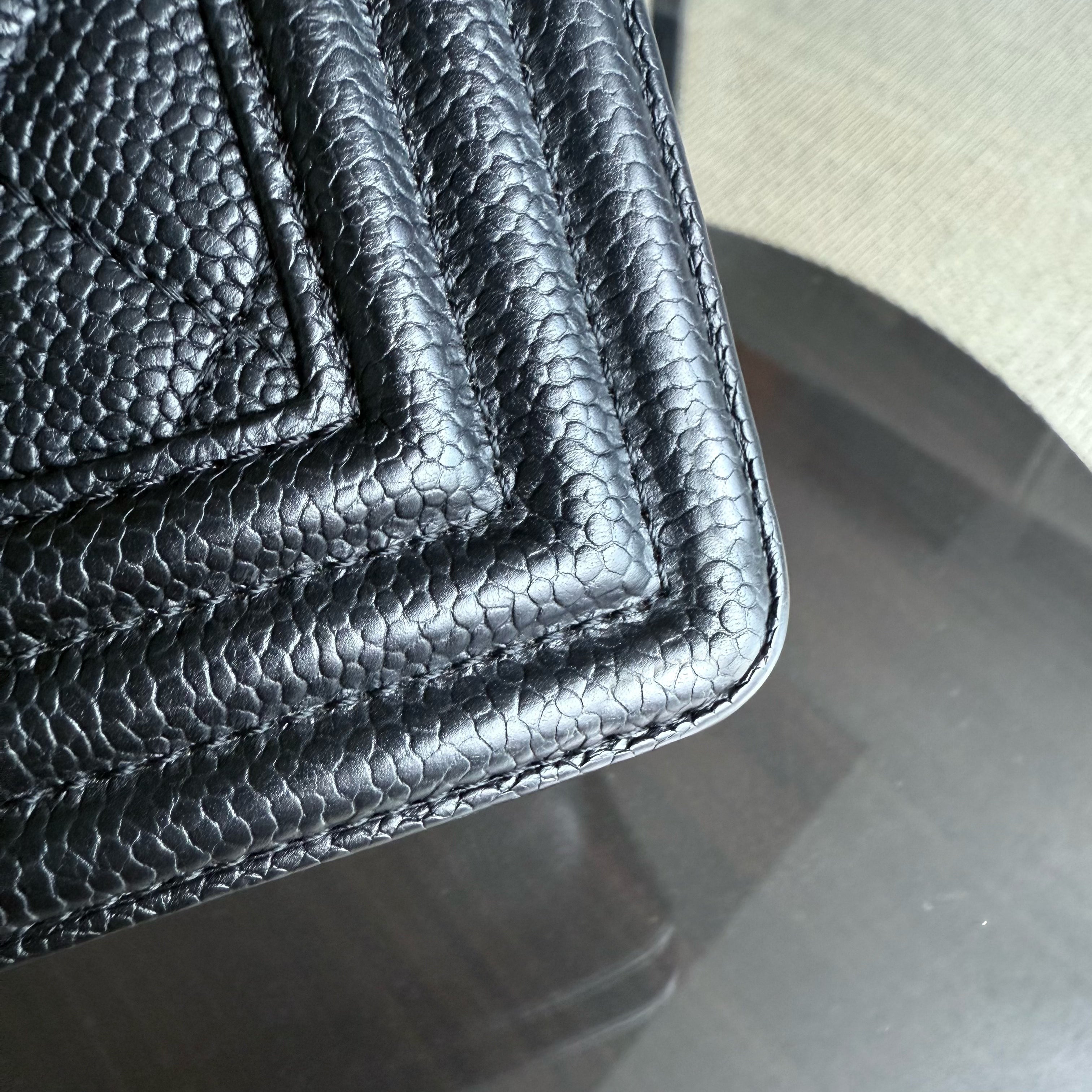 Chanel Boy New Medium - Caviar 28CM Quilted Grained Calfskin Black Gold Hardware Series 23
