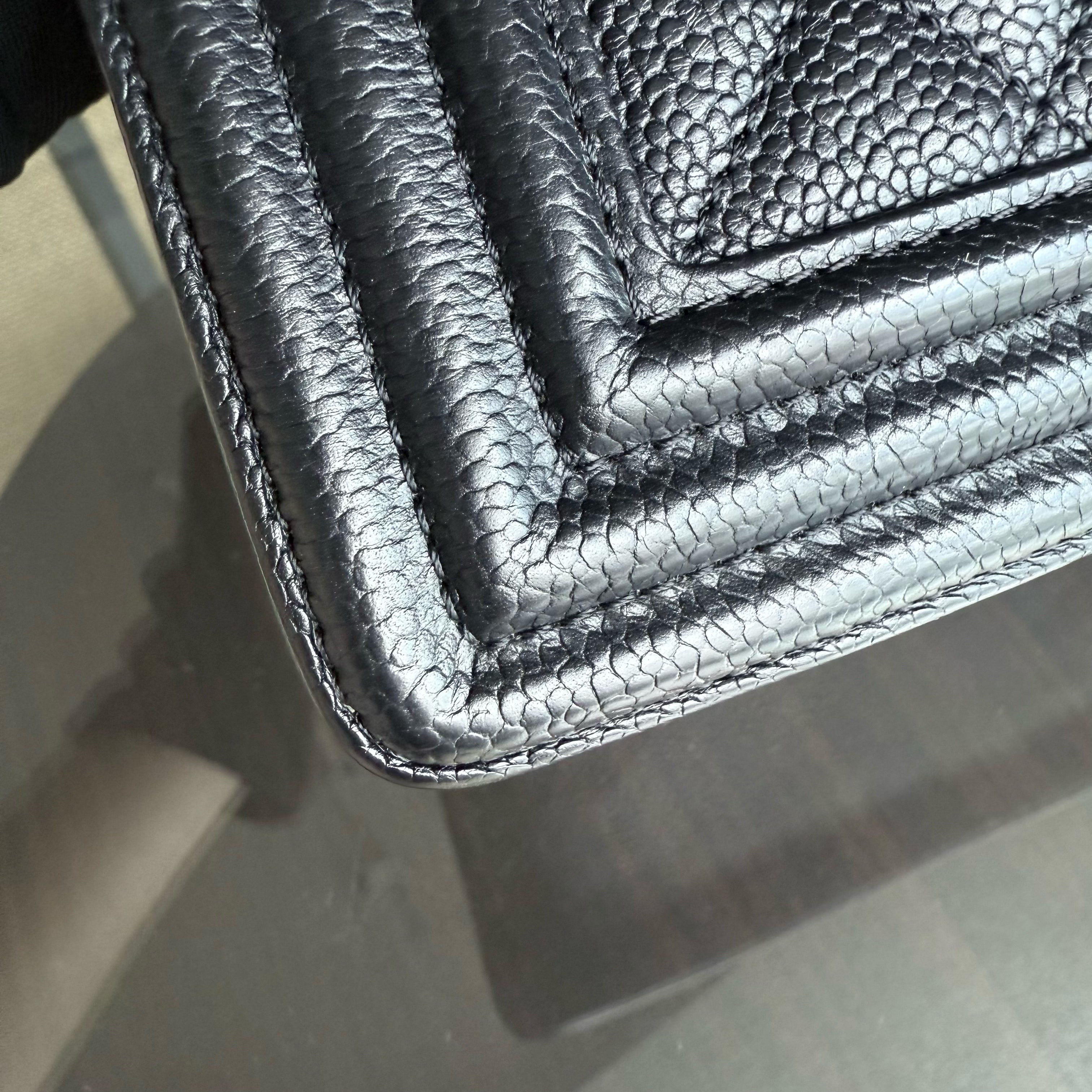 Chanel Boy New Medium - Caviar 28CM Quilted Grained Calfskin Black Gold Hardware Series 23