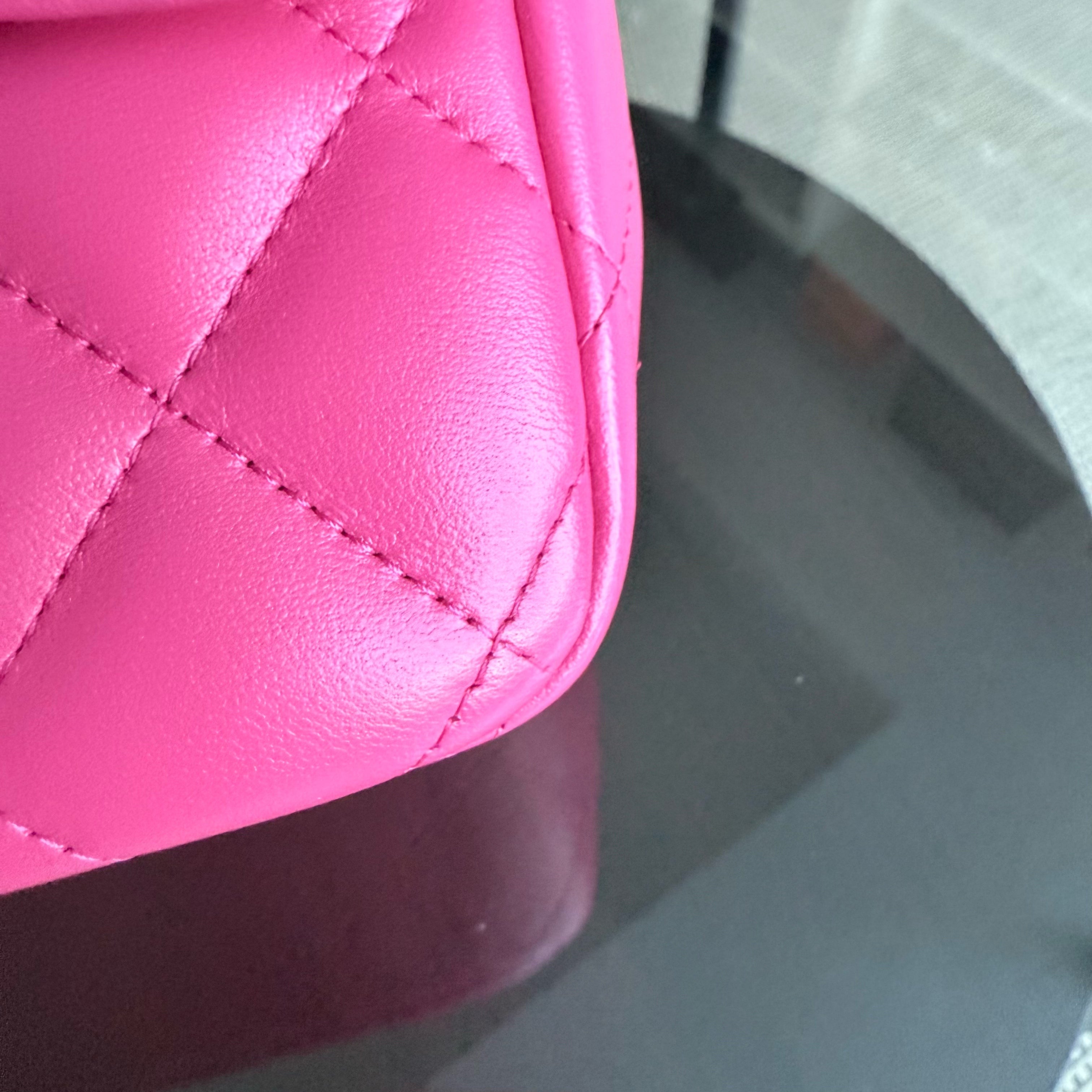 Chanel Classic Flap Jumbo - Double Flap 30CM Quilted Lambskin Hot Pink Silver Hardware Series 19