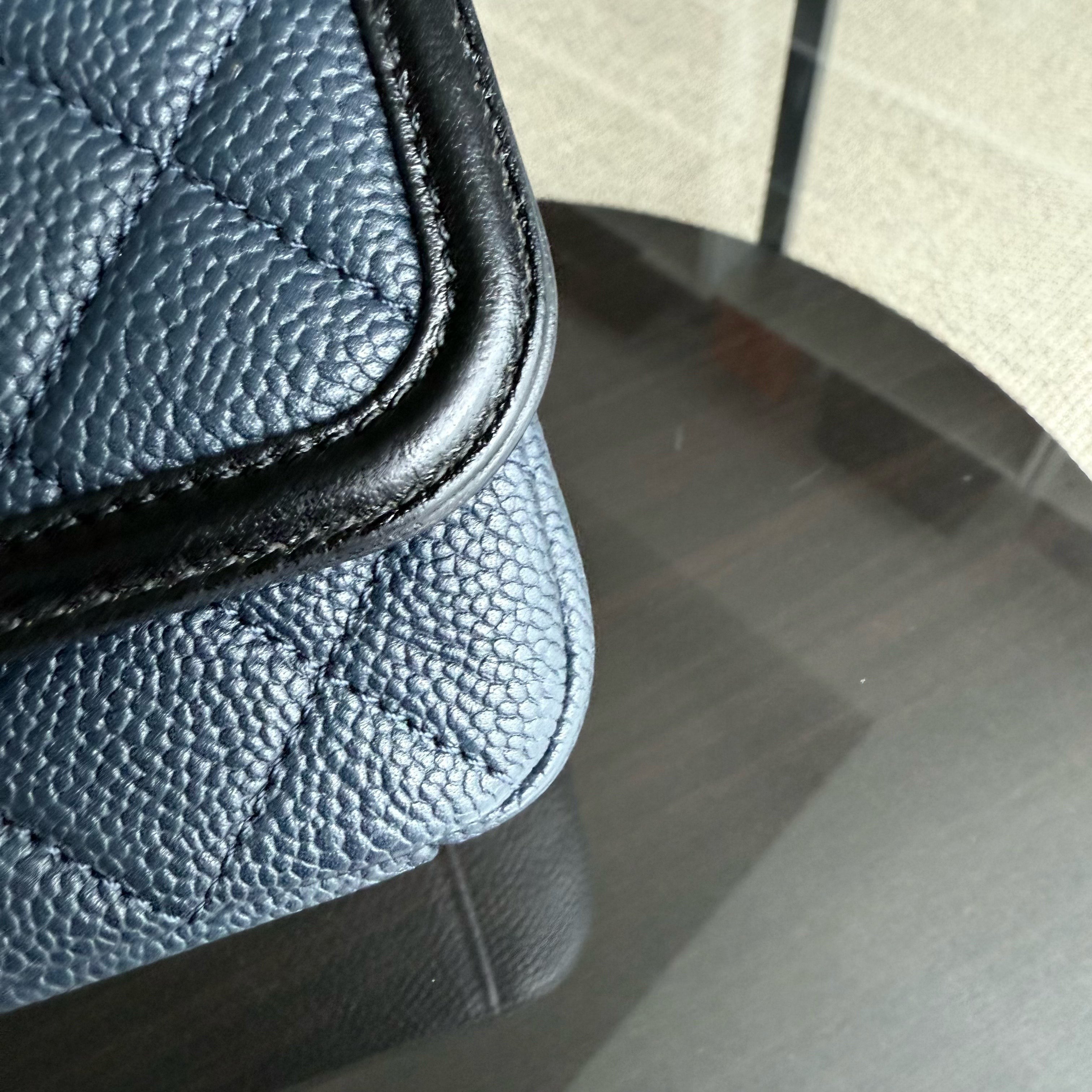 Chanel Filigree CC Small - Caviar Quilted Grained Calfskin Dark Navy Blue Black Gold Hardware Series 23