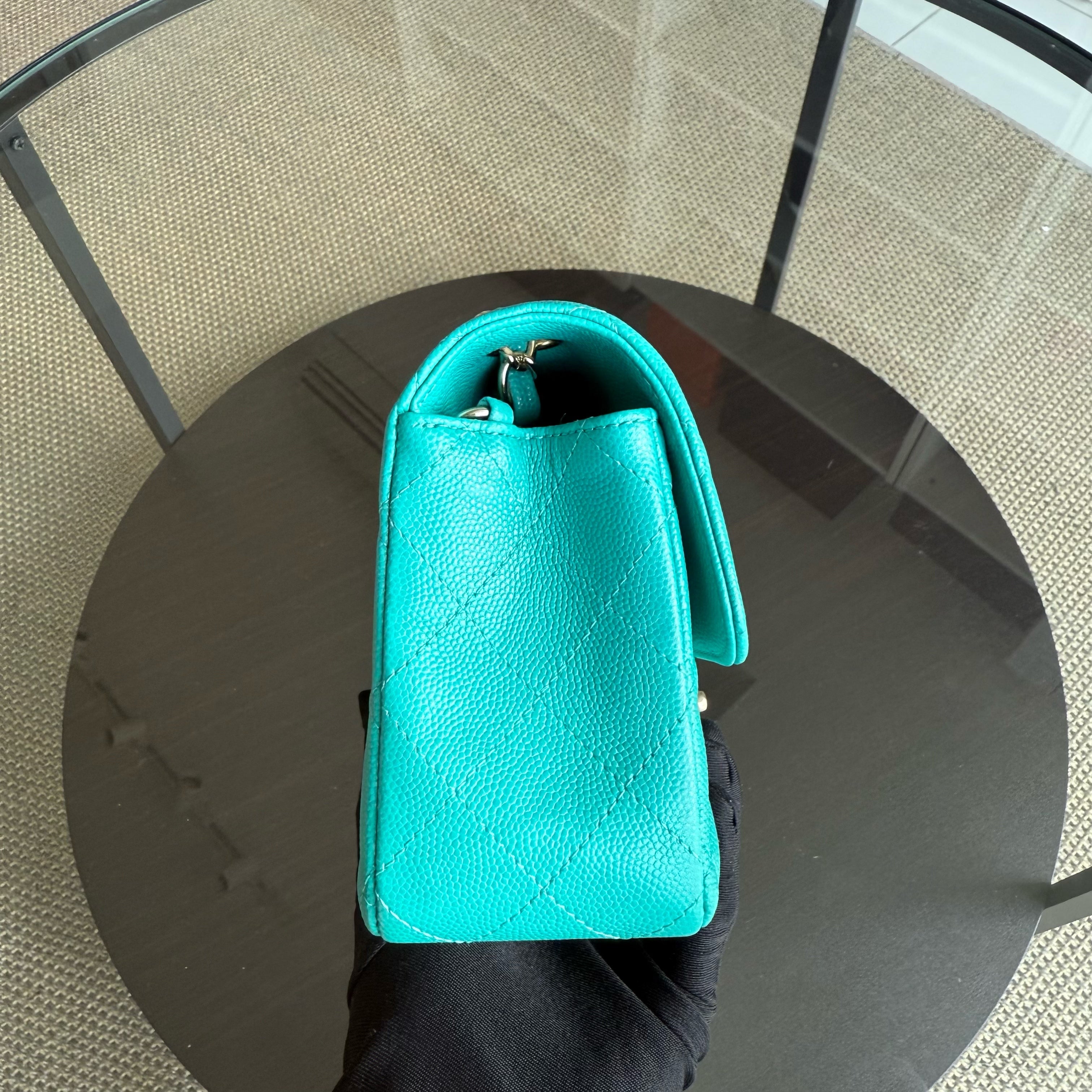 Chanel Classic Flap Mini - Caviar Quilted Grained Calfskin Cyan Gold Hardware Series 23