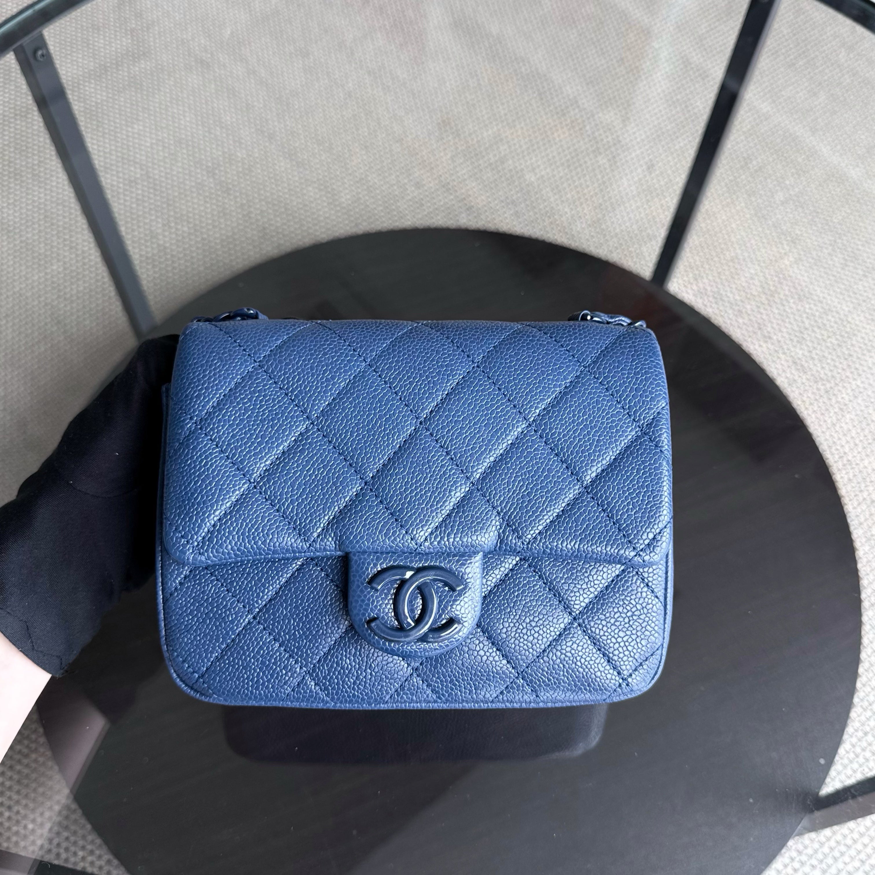 Chanel Classic Flap Seasonal Mini Square - Caviar Quilted Grained Calfskin All Blue Series 29