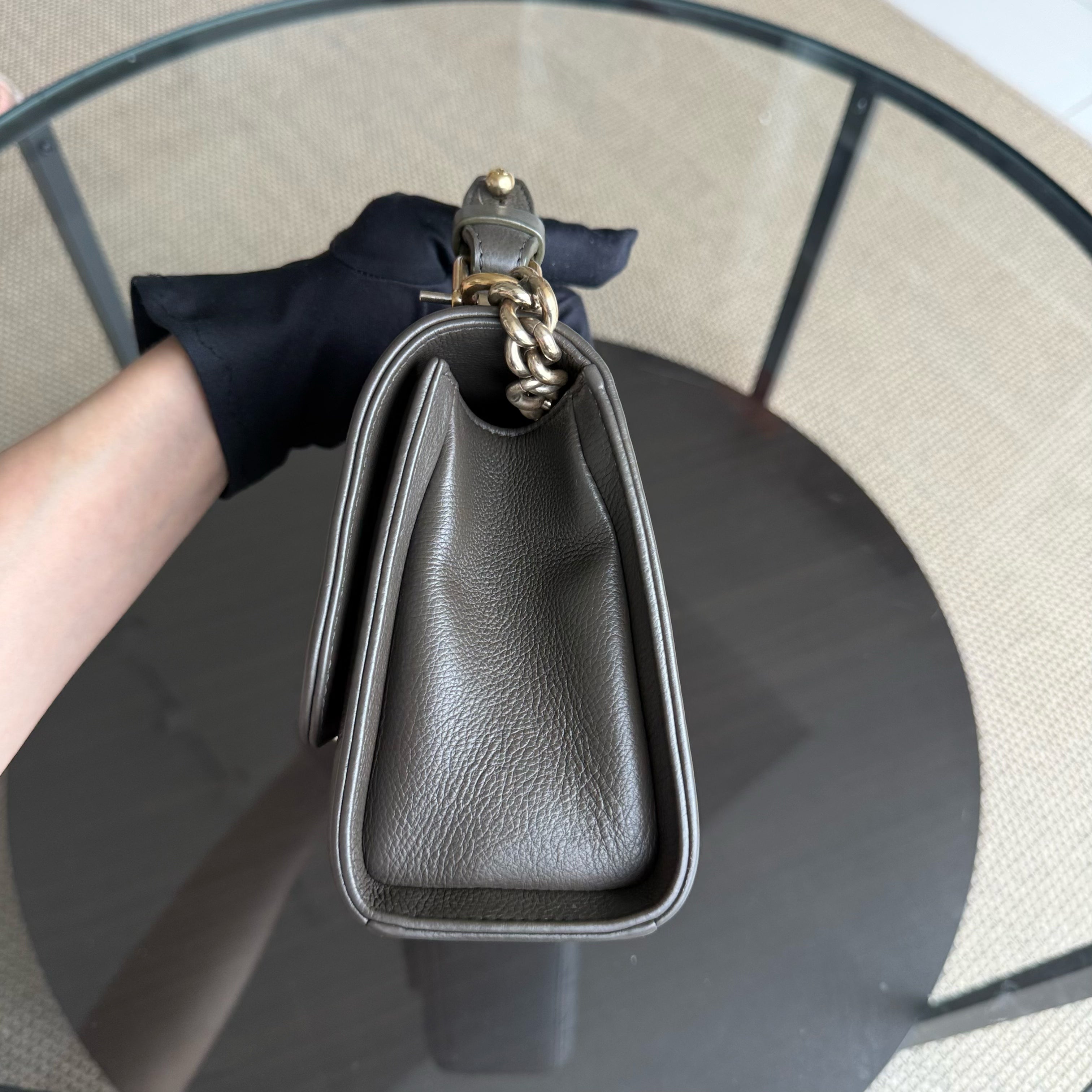 Chanel Label Click Small - Quilted Calfskin Dark Green Gold Hardware Series 23