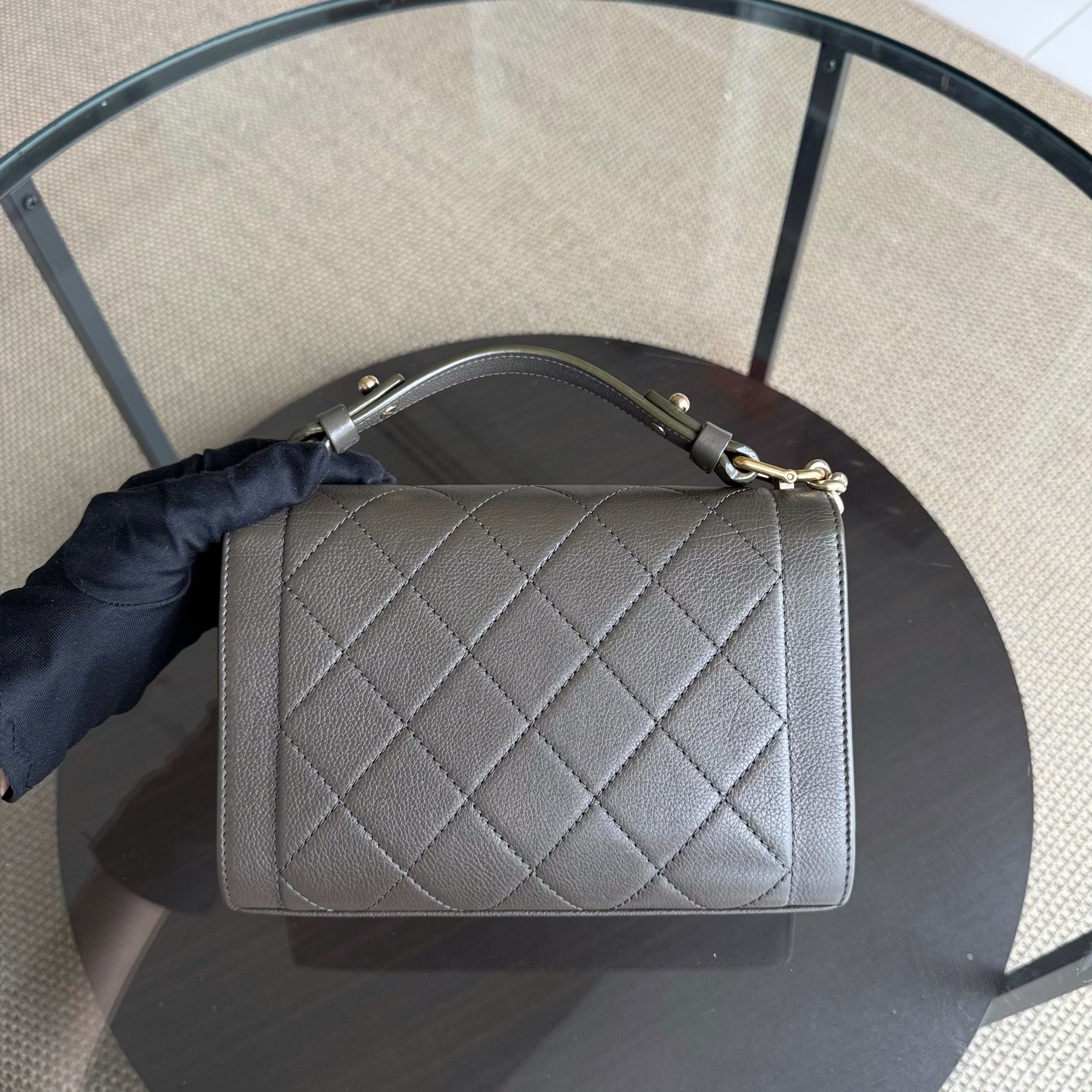 Chanel Label Click Small - Quilted Calfskin Dark Green Gold Hardware Series 23