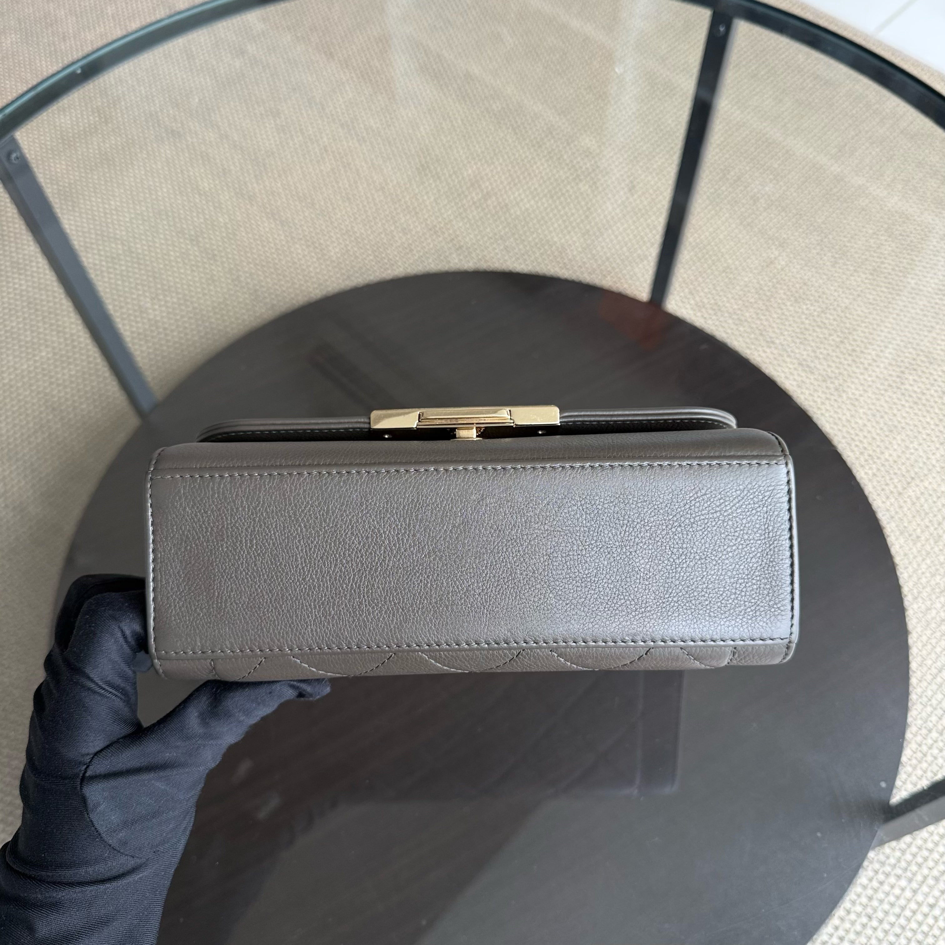 Chanel Label Click Small - Quilted Calfskin Dark Green Gold Hardware Series 23