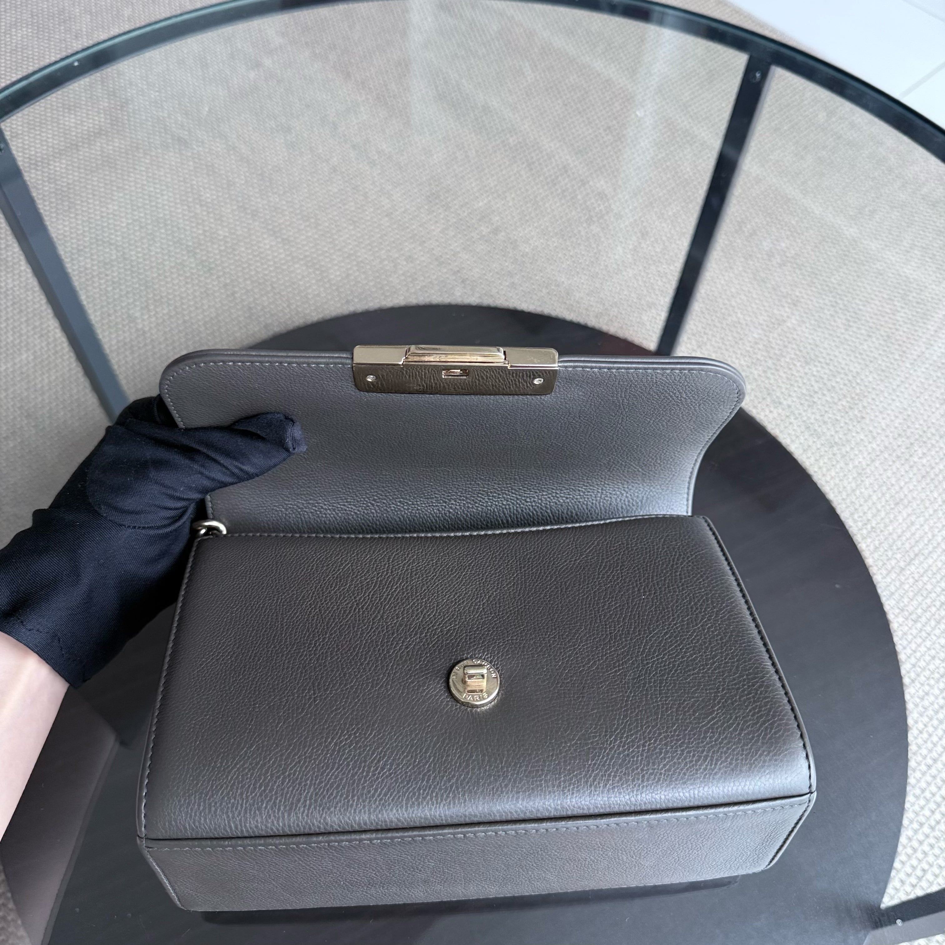Chanel Label Click Small - Quilted Calfskin Dark Green Gold Hardware Series 23