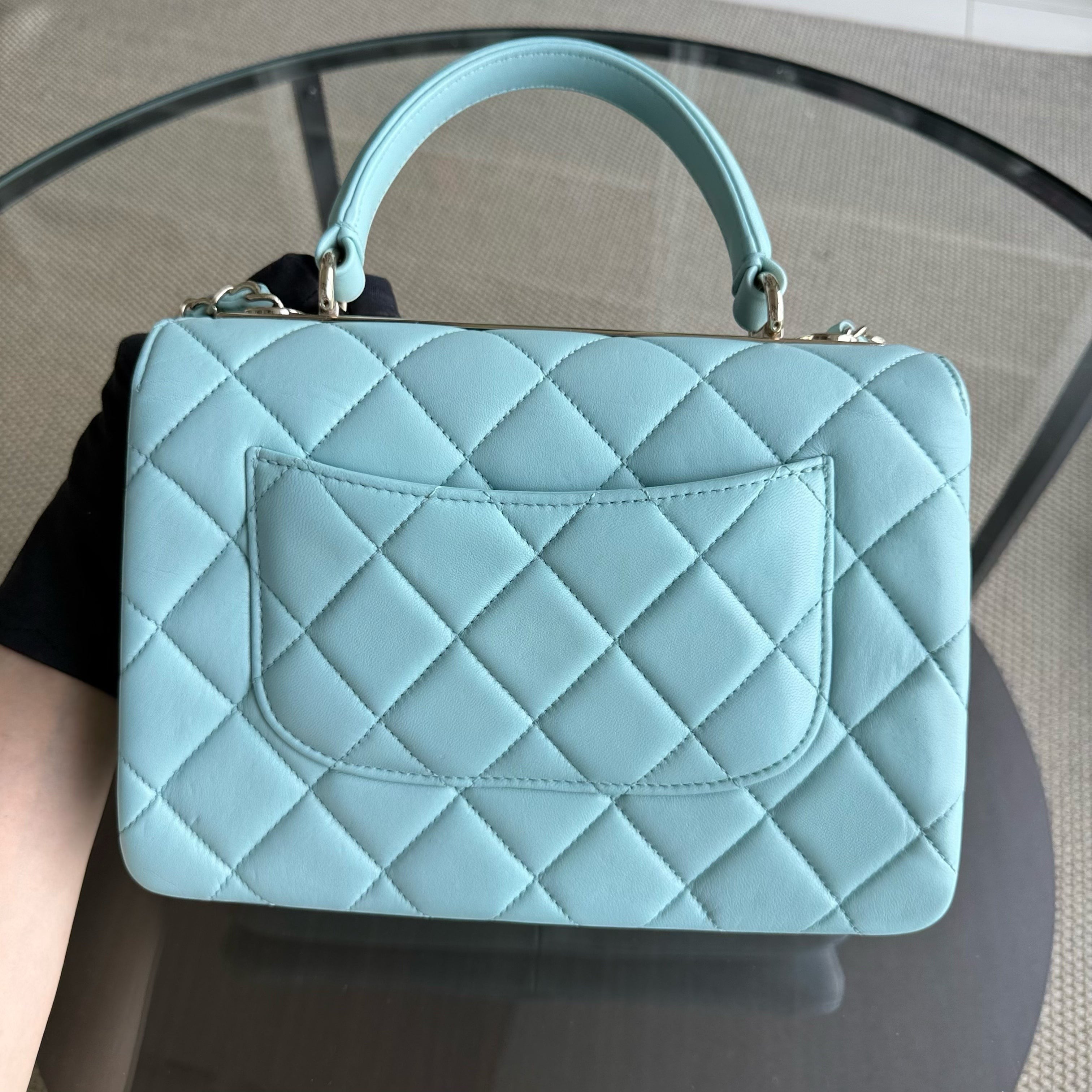 Chanel Trendy CC Small - Quilted Lambskin Tiffany Blue Gold Hardware