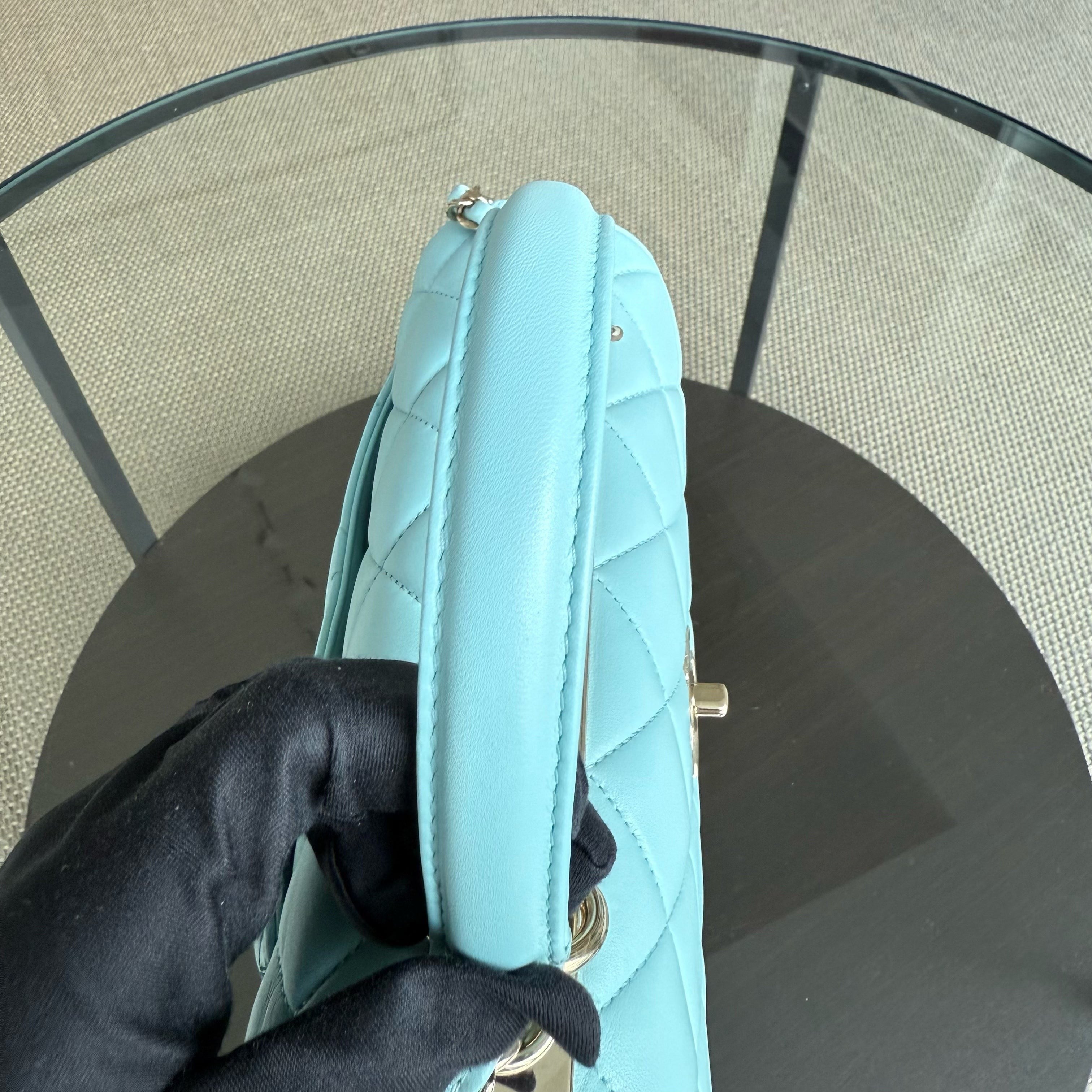 Chanel Trendy CC Small - Quilted Lambskin Tiffany Blue Gold Hardware