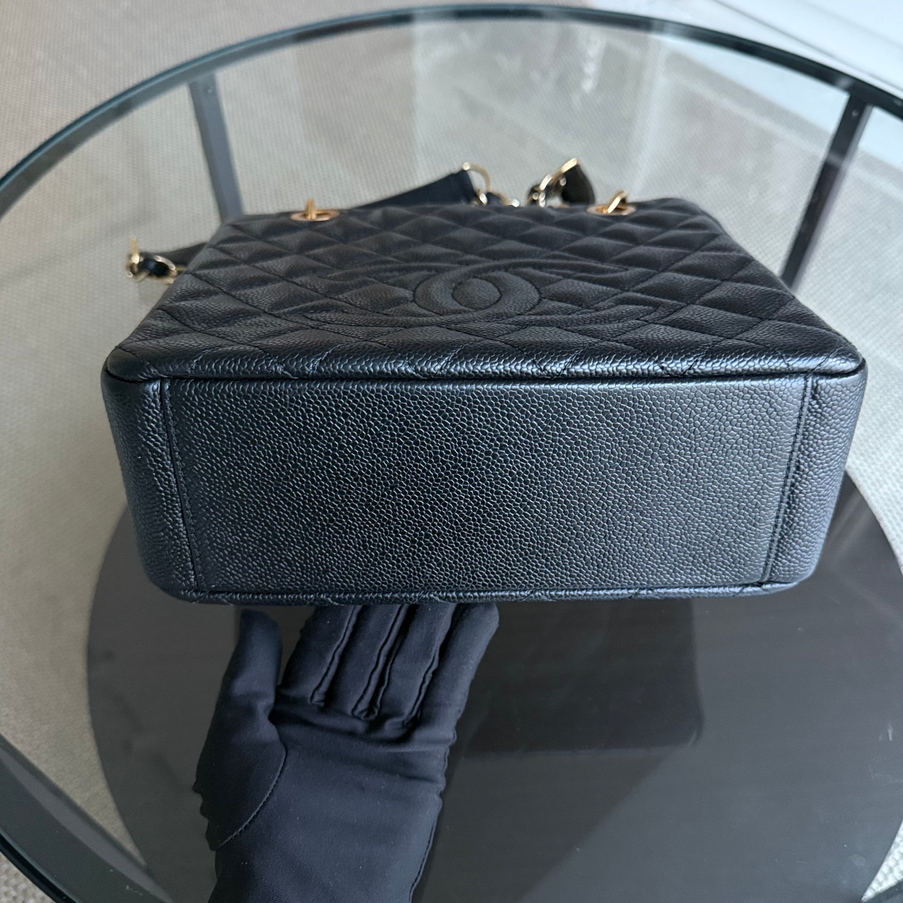 Chanel PST Petite Shopping Tote - Caviar Quilted Grained Calfskin Black Gold Hardware