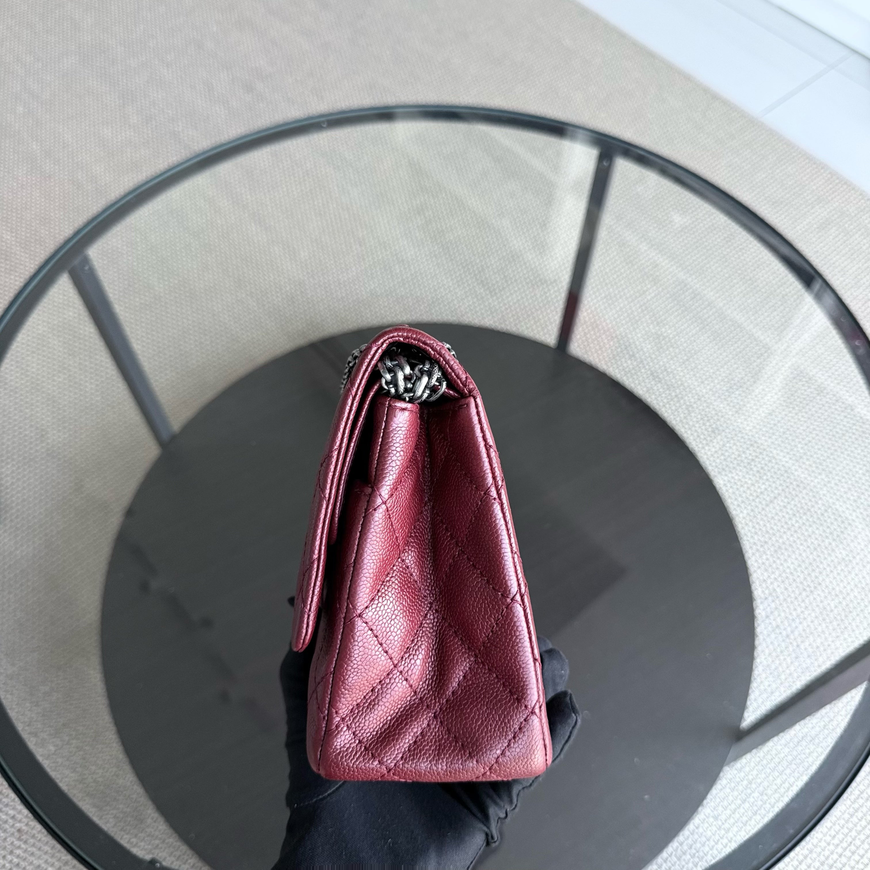 Chanel 2.55 Reissue 226 - Caviar Quilted Grained Calfskin Burgundy Dark Red Ruthenium Silver Hardware Series 14