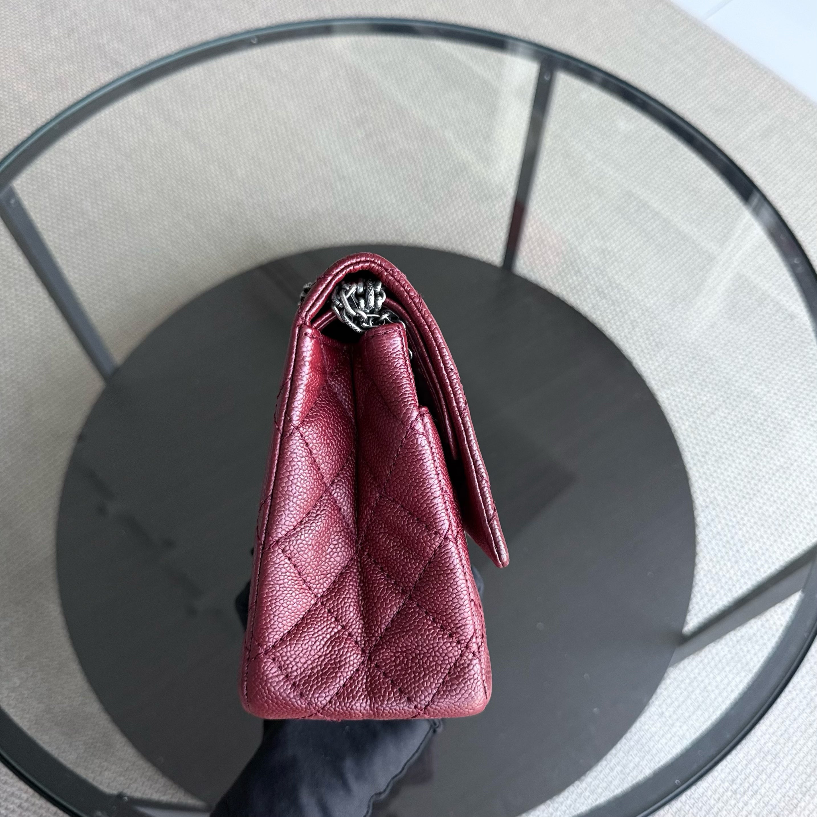 Chanel 2.55 Reissue 226 - Caviar Quilted Grained Calfskin Burgundy Dark Red Ruthenium Silver Hardware Series 14