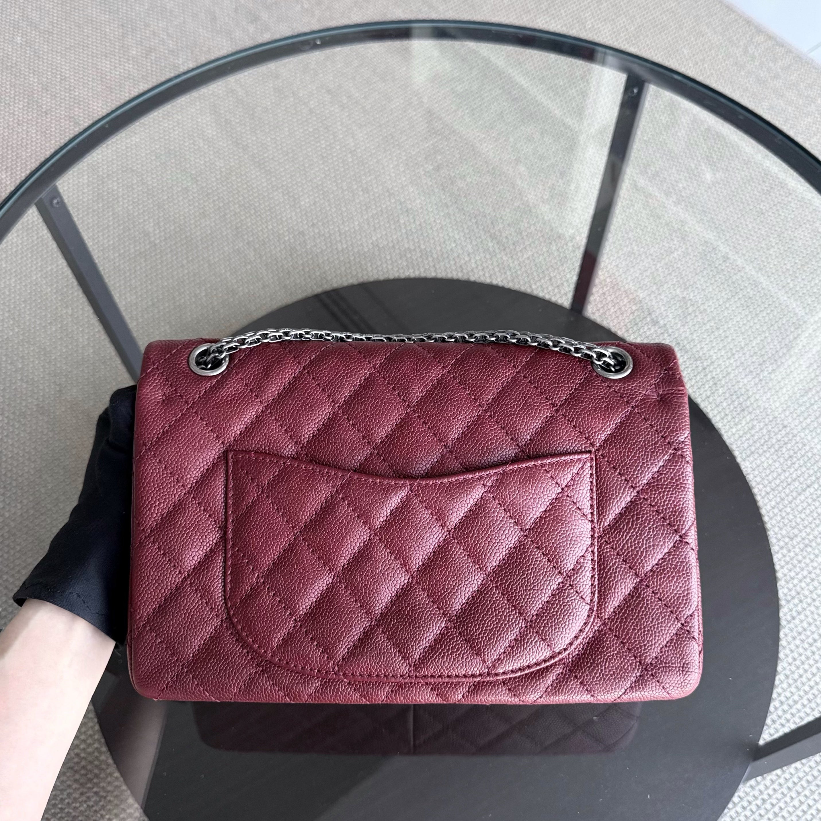 Chanel 2.55 Reissue 226 - Caviar Quilted Grained Calfskin Burgundy Dark Red Ruthenium Silver Hardware Series 14