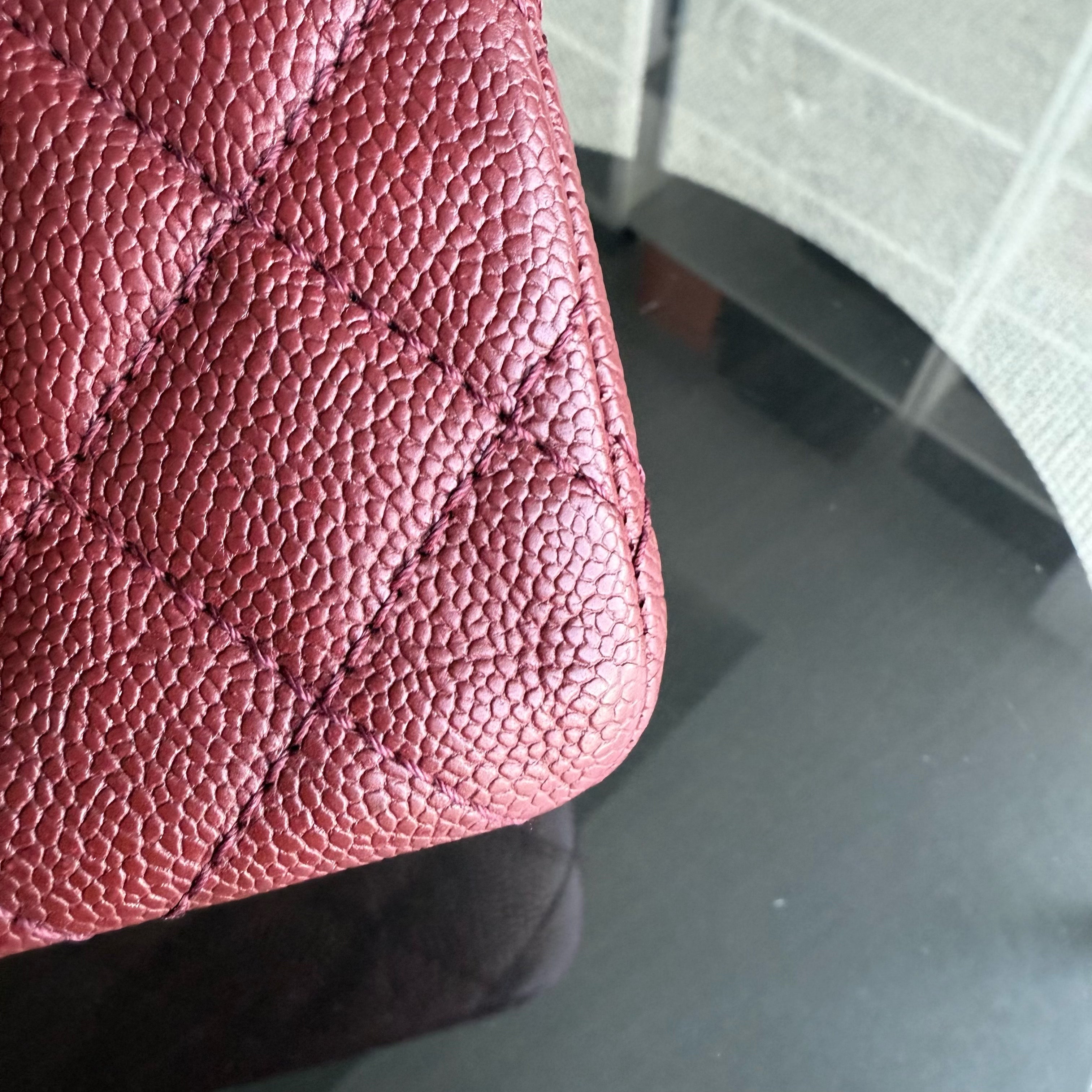 Chanel 2.55 Reissue 226 - Caviar Quilted Grained Calfskin Burgundy Dark Red Ruthenium Silver Hardware Series 14