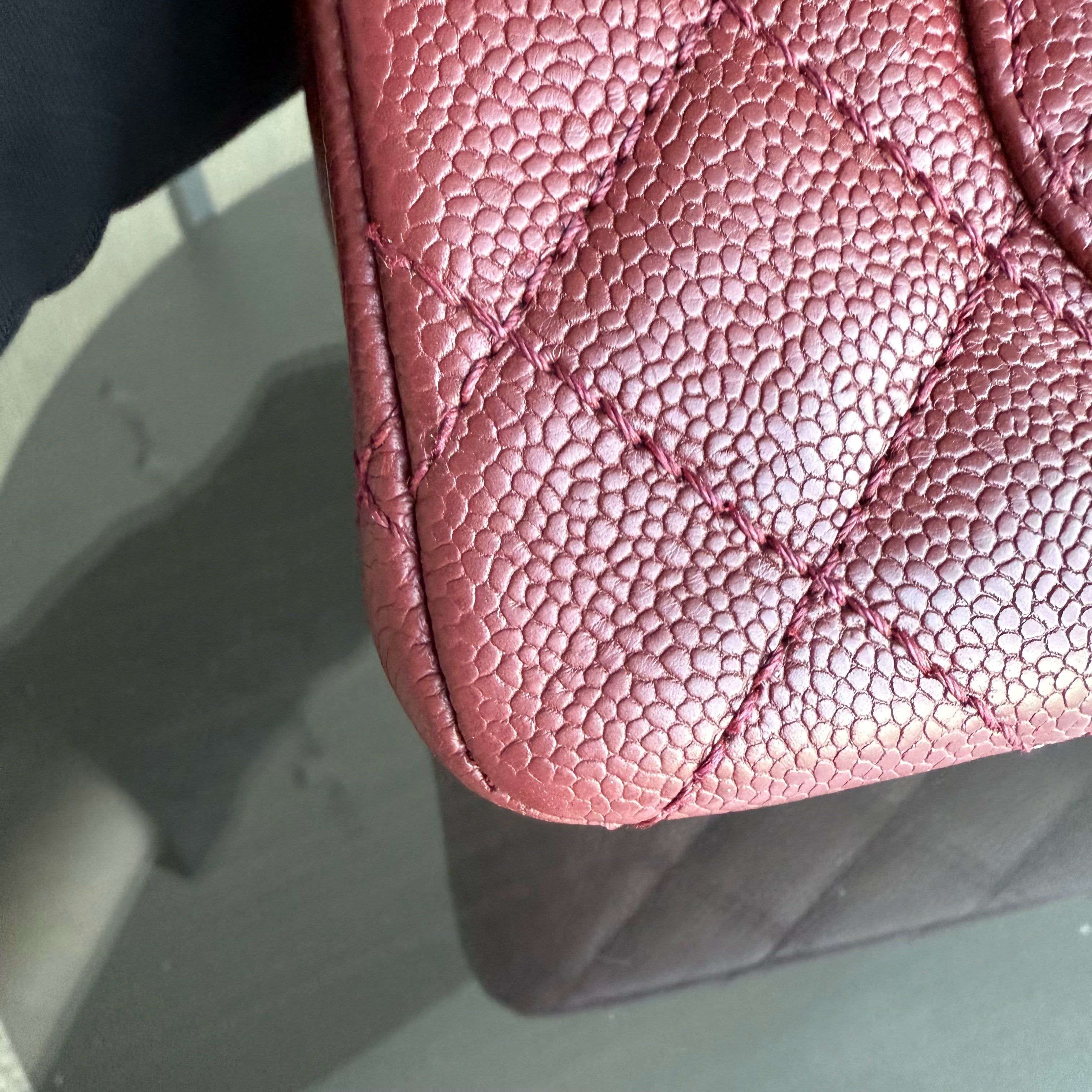 Chanel 2.55 Reissue 226 - Caviar Quilted Grained Calfskin Burgundy Dark Red Ruthenium Silver Hardware Series 14