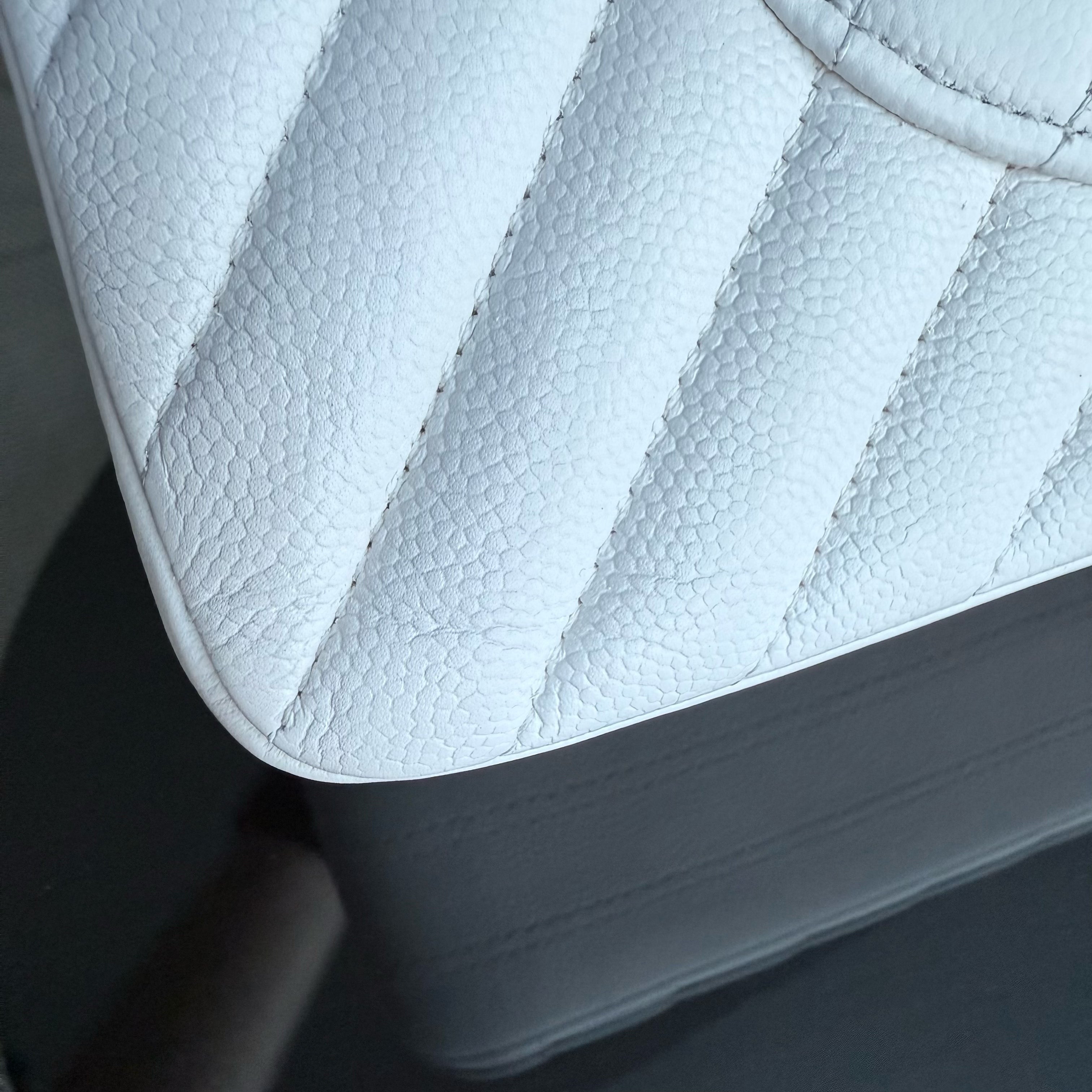 Chanel Classic Flap Medium - Caviar Chevron Grained Calfskin White Gold Hardware Series 31