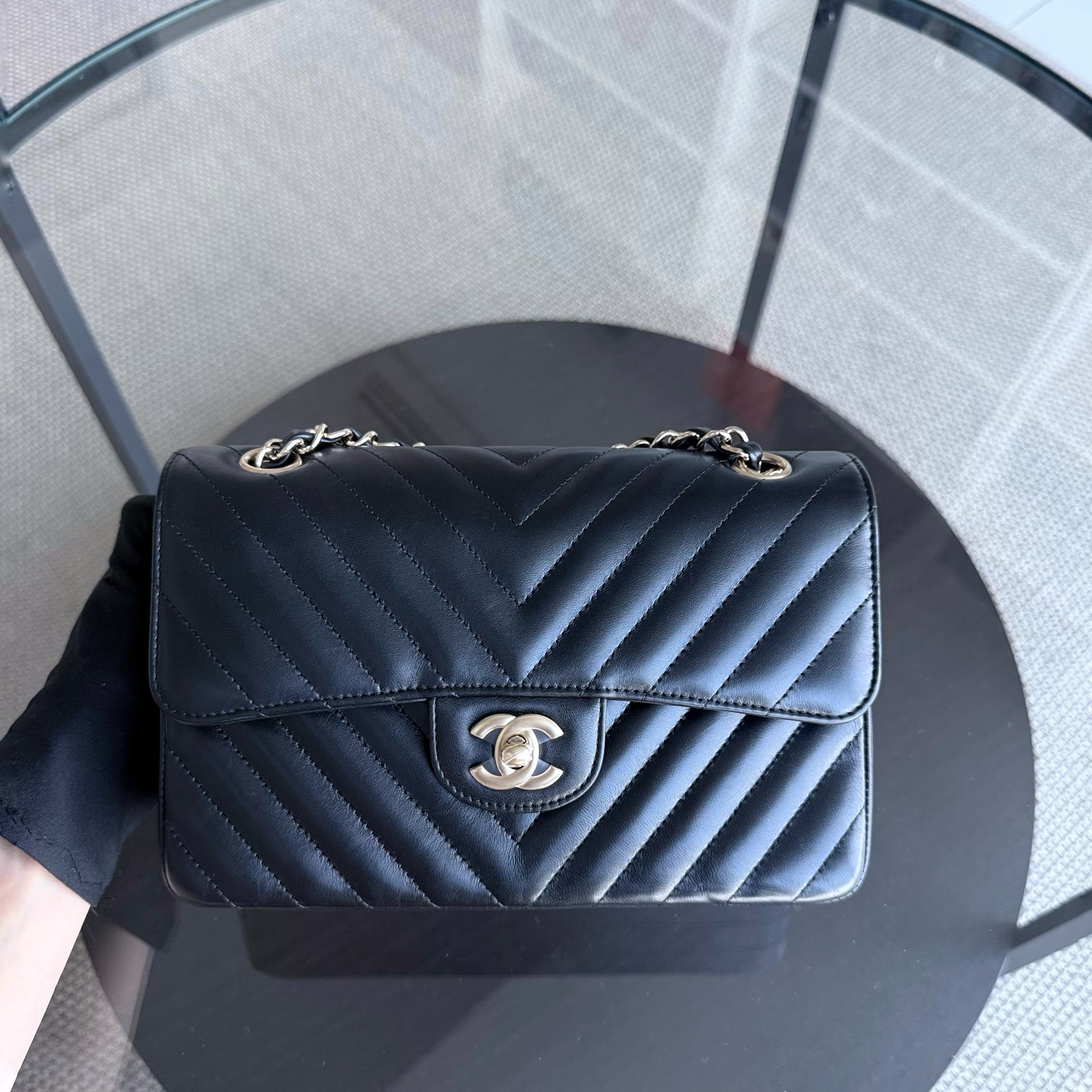 Chanel Classic Flap Small - 23CM Chevron Lambskin Black Gold Hardware Series 26