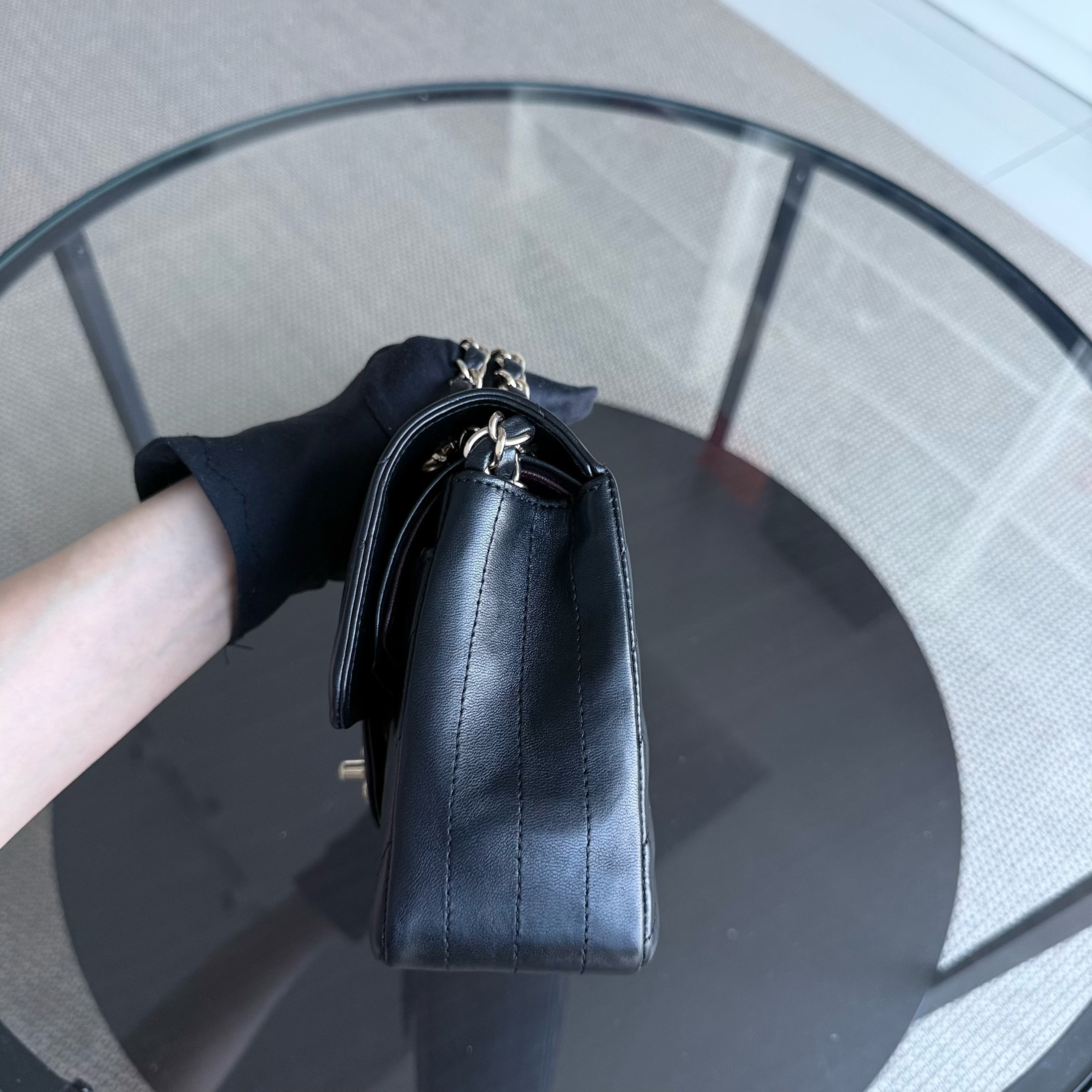 Chanel Classic Flap Small - 23CM Chevron Lambskin Black Gold Hardware Series 26
