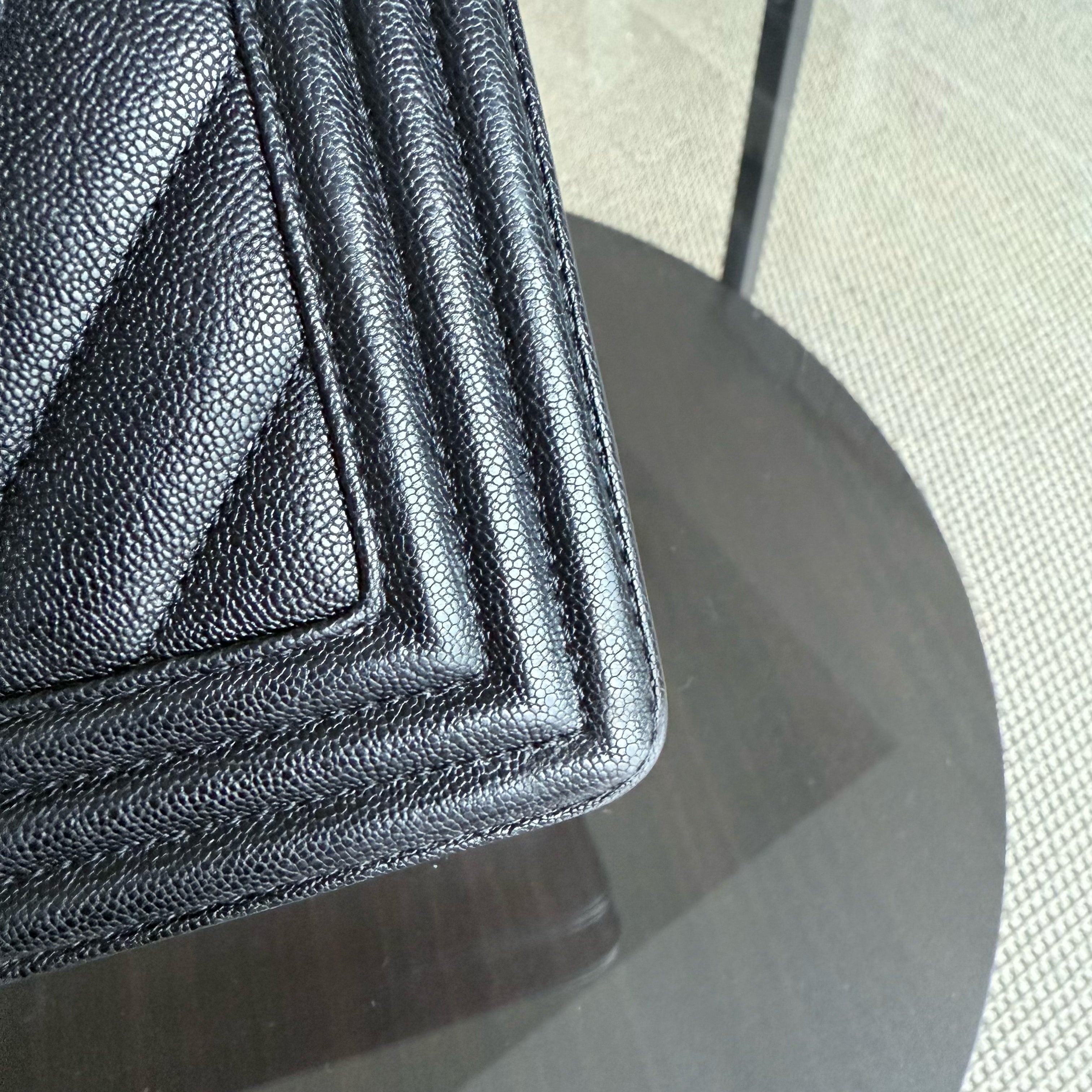 Chanel Boy Medium - Caviar 25CM Quilted Grained Calfskin Black Gold Hardware Series 28