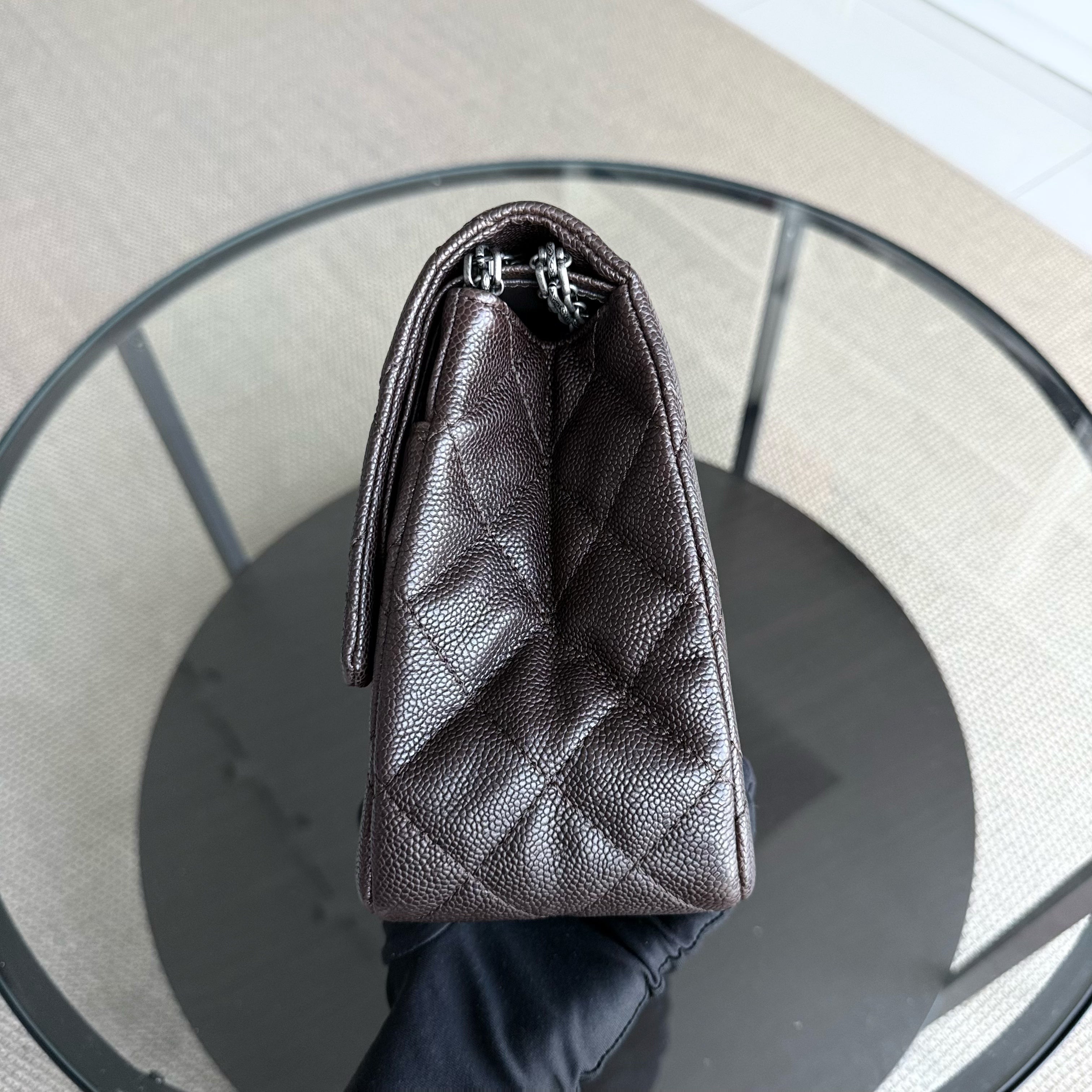 Chanel 2.55 Reissue 226 - Caviar Quilted Grained Calfskin Dark Brown Silver Hardware Series 14