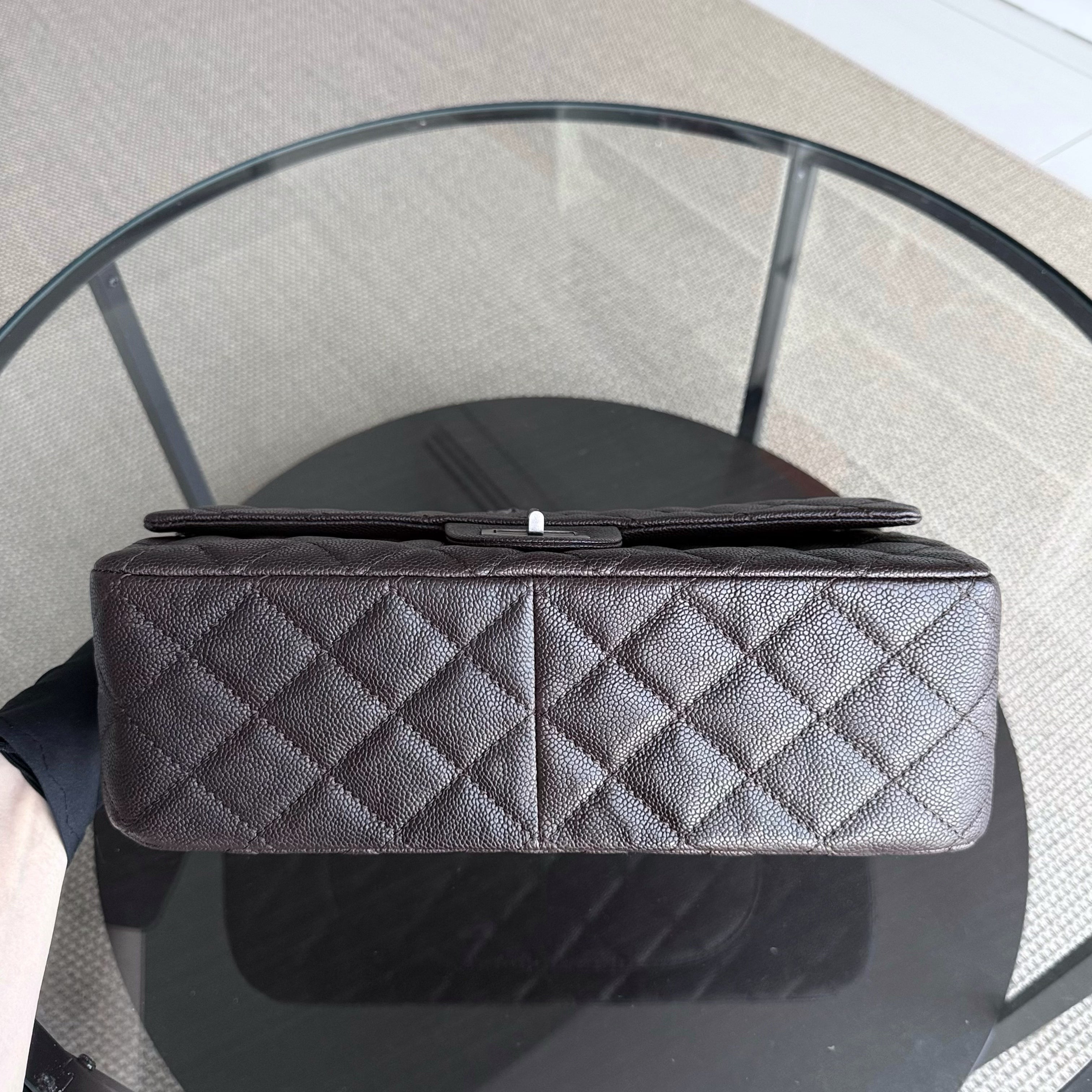 Chanel 2.55 Reissue 226 - Caviar Quilted Grained Calfskin Dark Brown Silver Hardware Series 14