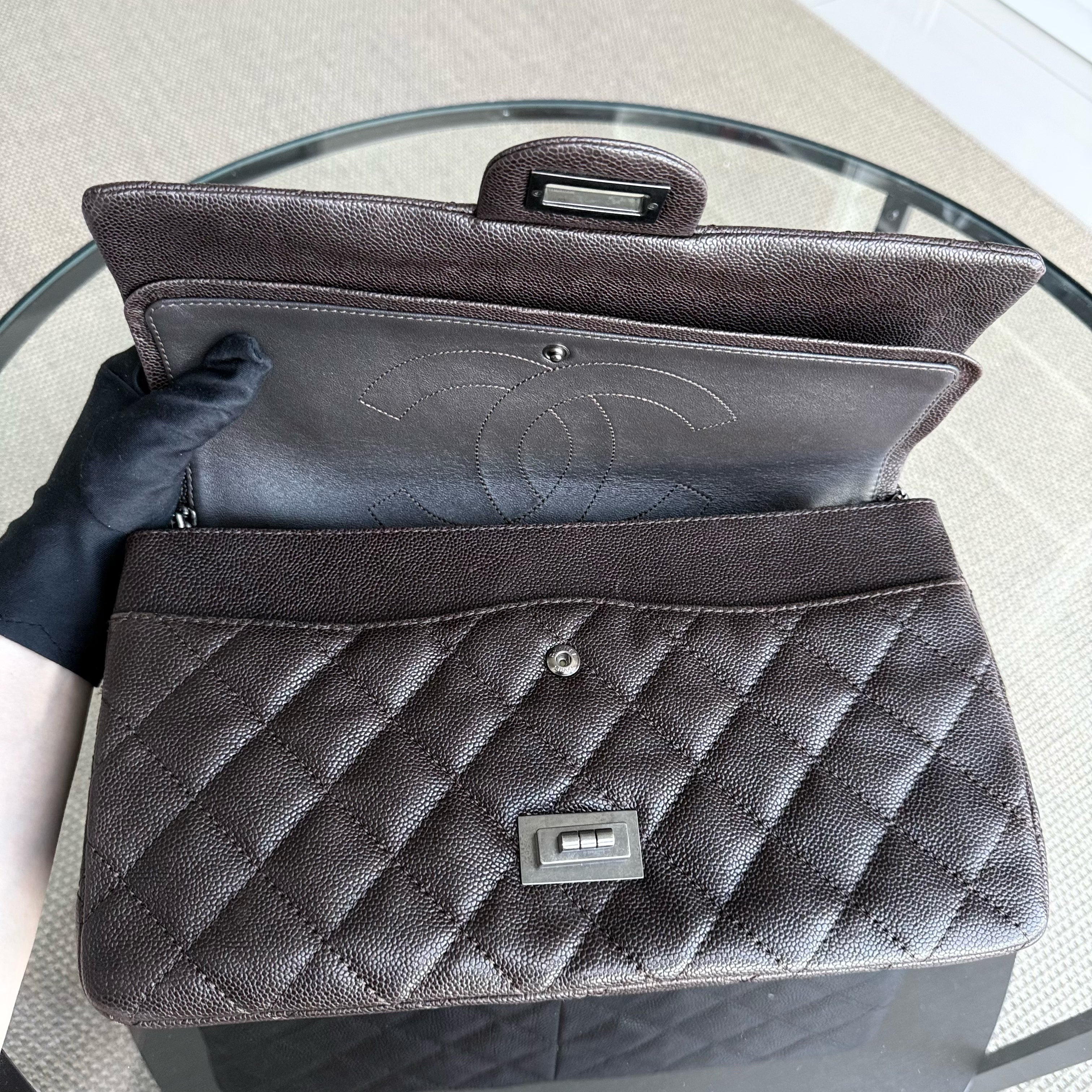 Chanel 2.55 Reissue 226 - Caviar Quilted Grained Calfskin Dark Brown Silver Hardware Series 14