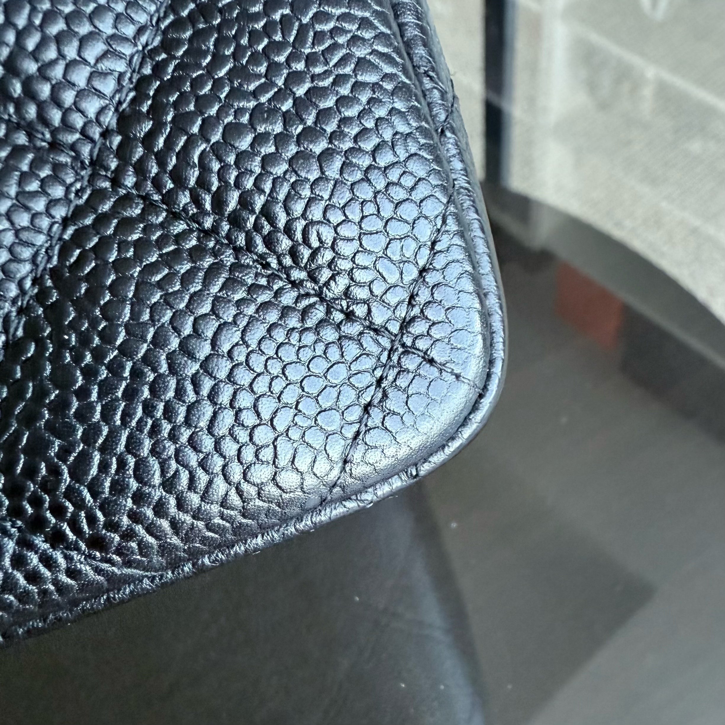 Chanel Classic Flap Jumbo - Caviar 30CM Double Flap Quilted Grained Calfskin Black Silver Hardware Series 19