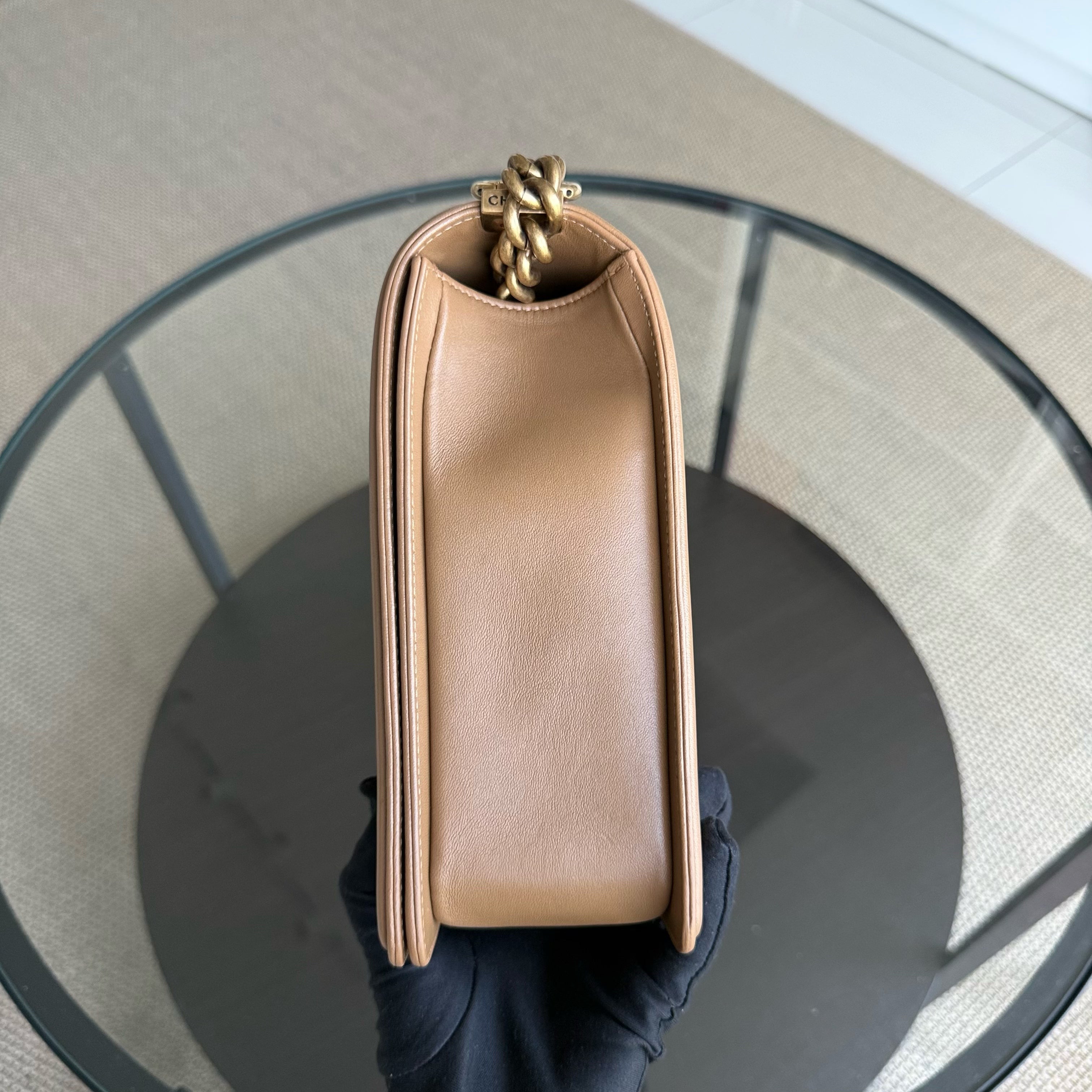 Chanel Boy Large - Quilted Lambskin Brown Gold Hardware Series 19
