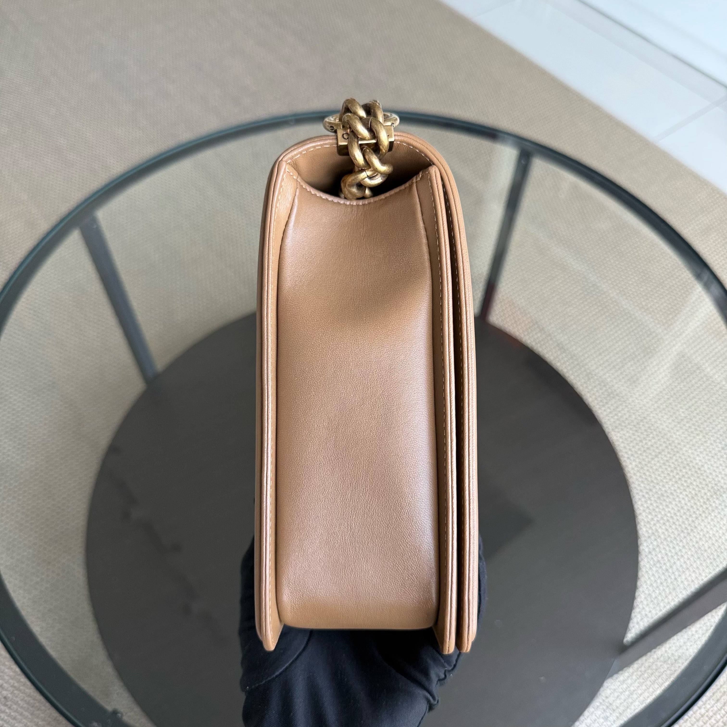 Chanel Boy Large - Quilted Lambskin Brown Gold Hardware Series 19
