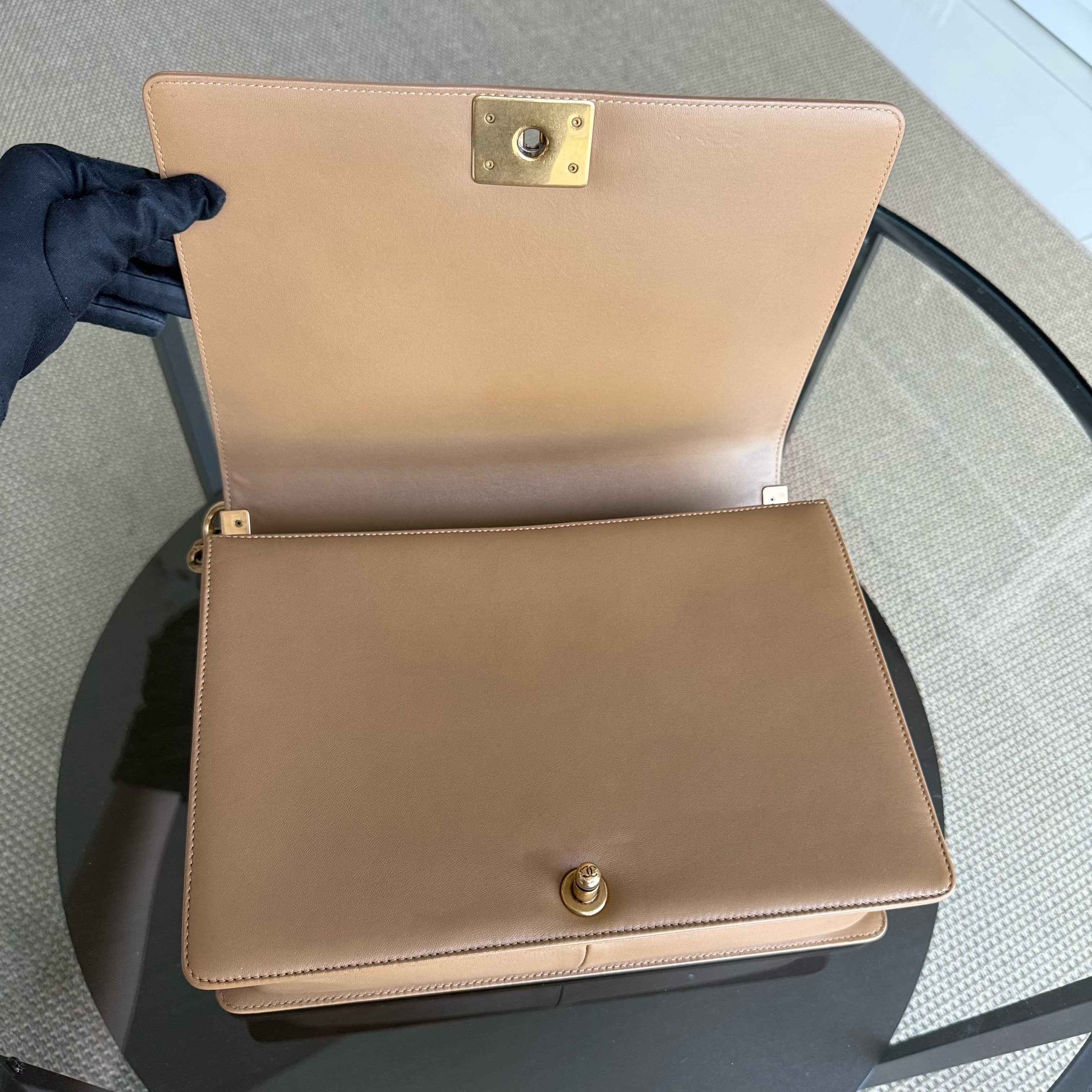 Chanel Boy Large - Quilted Lambskin Brown Gold Hardware Series 19