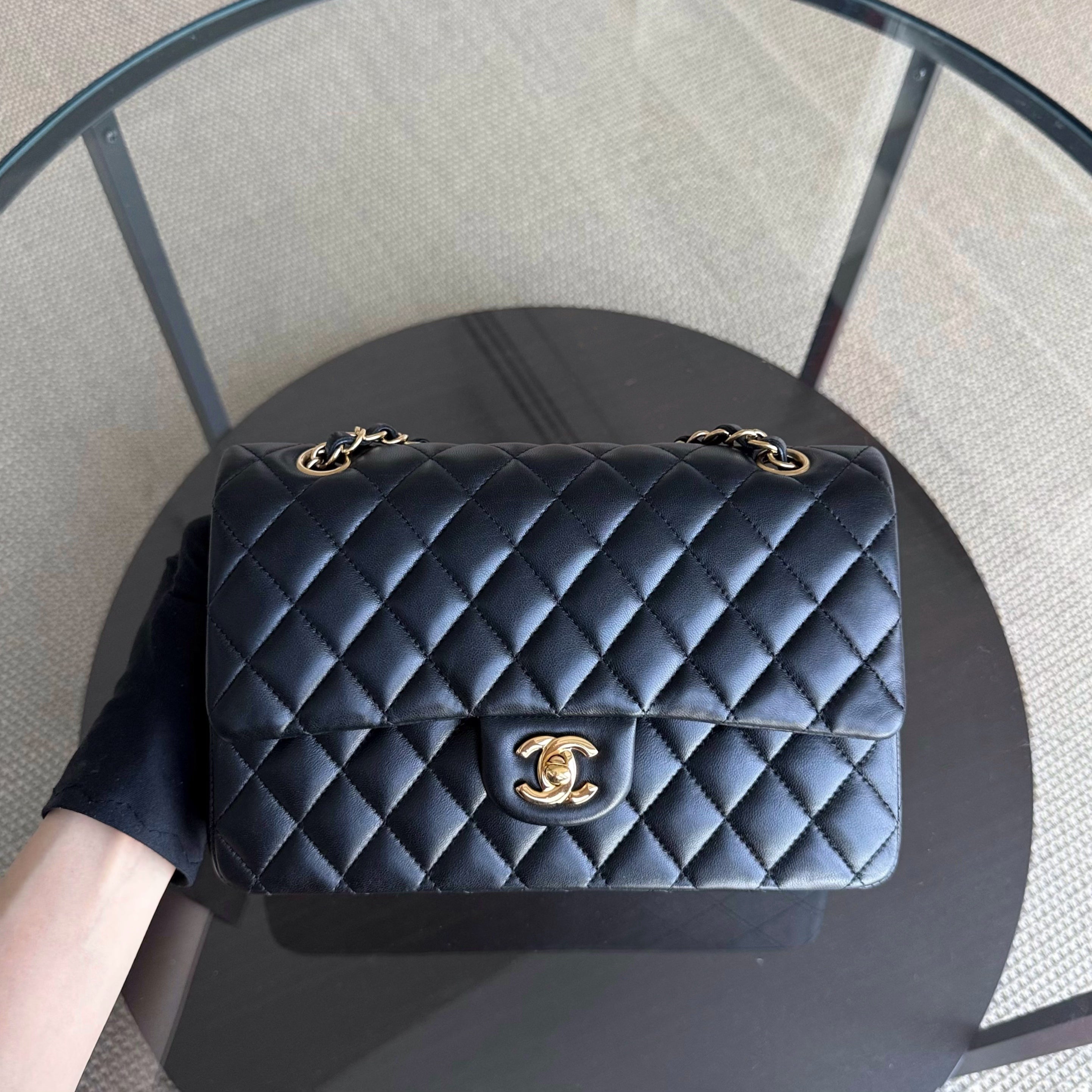 Chanel Classic Flap Medium - Quilted Lambskin Black Gold Hardware Series 24