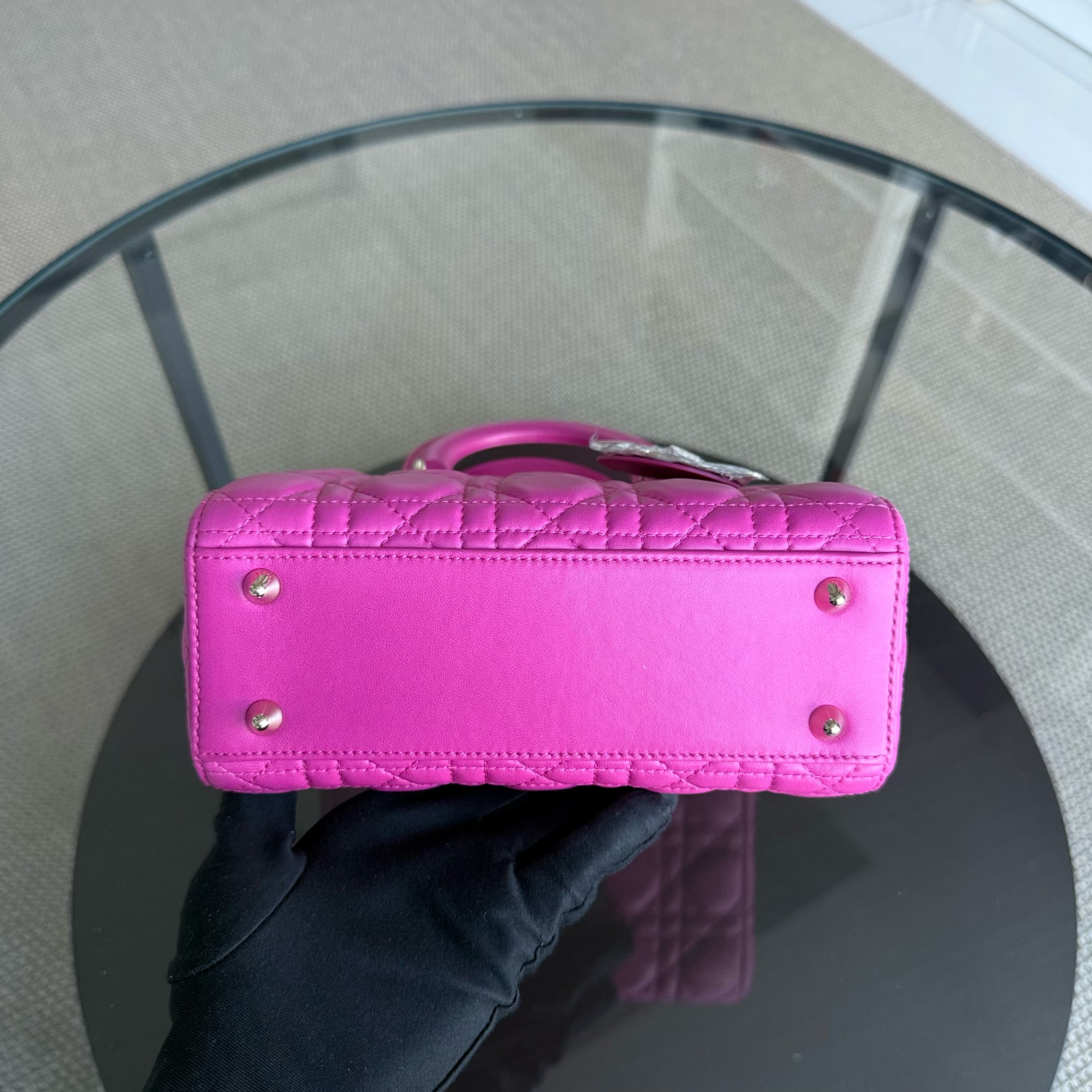 Dior Lady Small Flap - Cannage Lambskin Hot Pink Gold Hardware