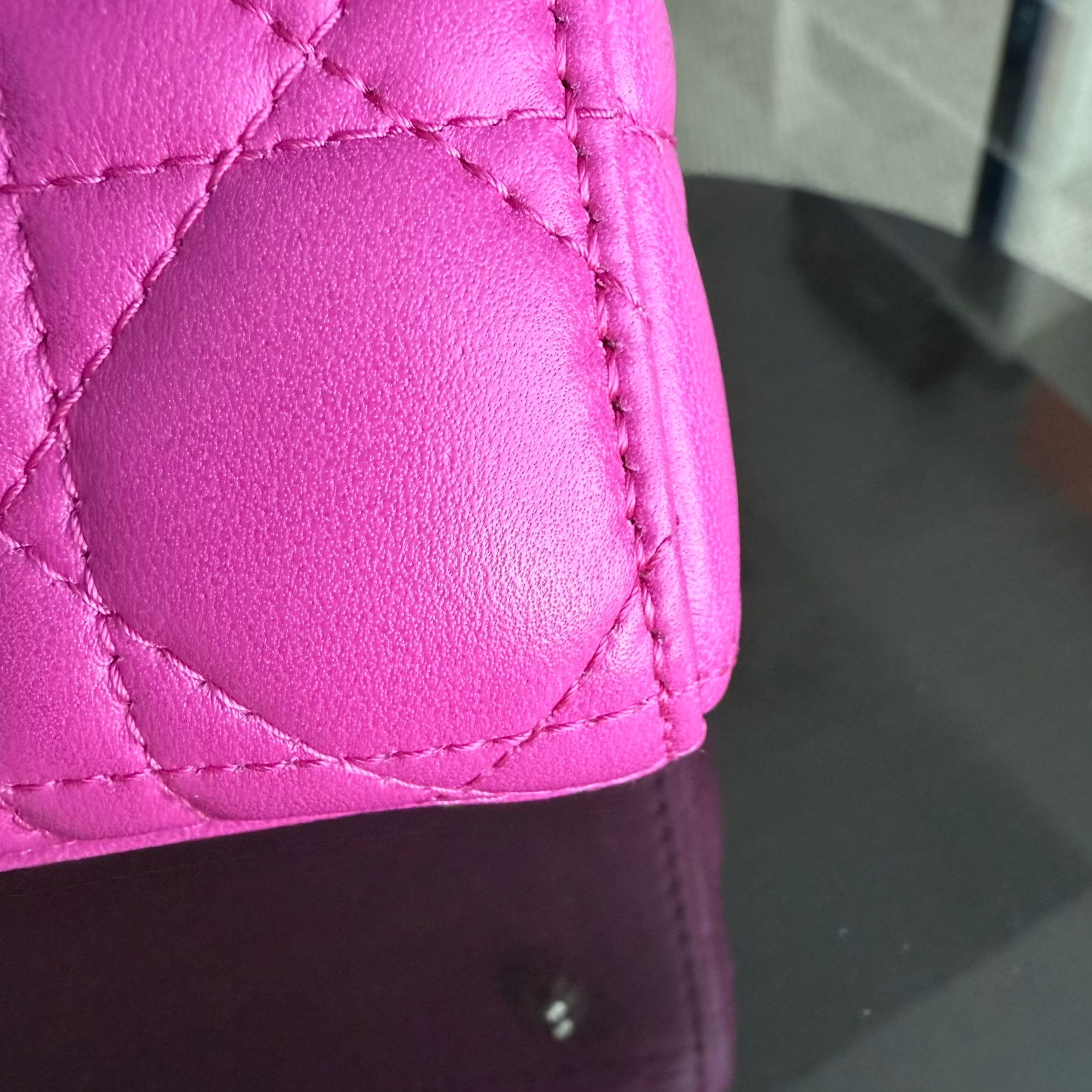 Dior Lady Small Flap - Cannage Lambskin Hot Pink Gold Hardware