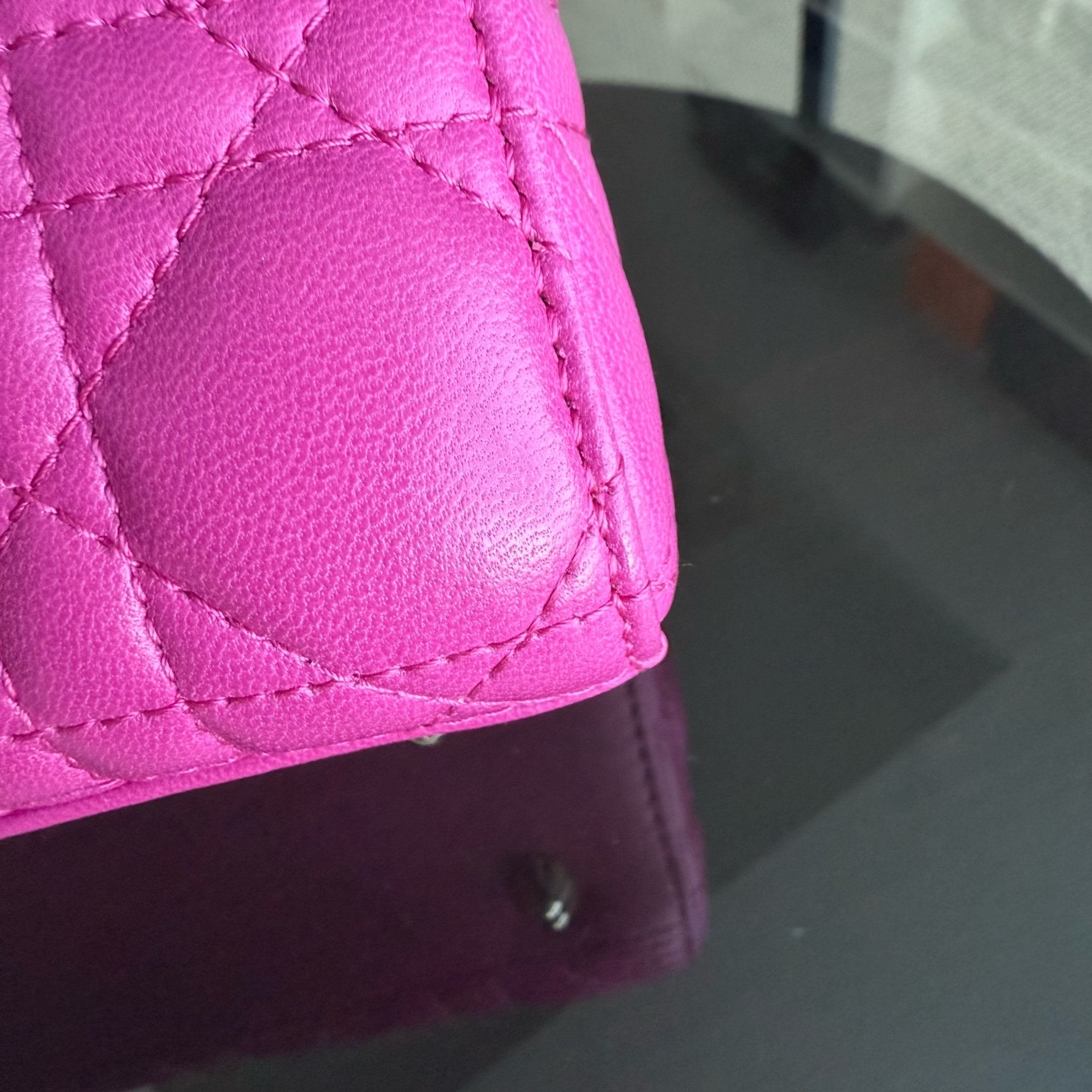 Dior Lady Small Flap - Cannage Lambskin Hot Pink Gold Hardware