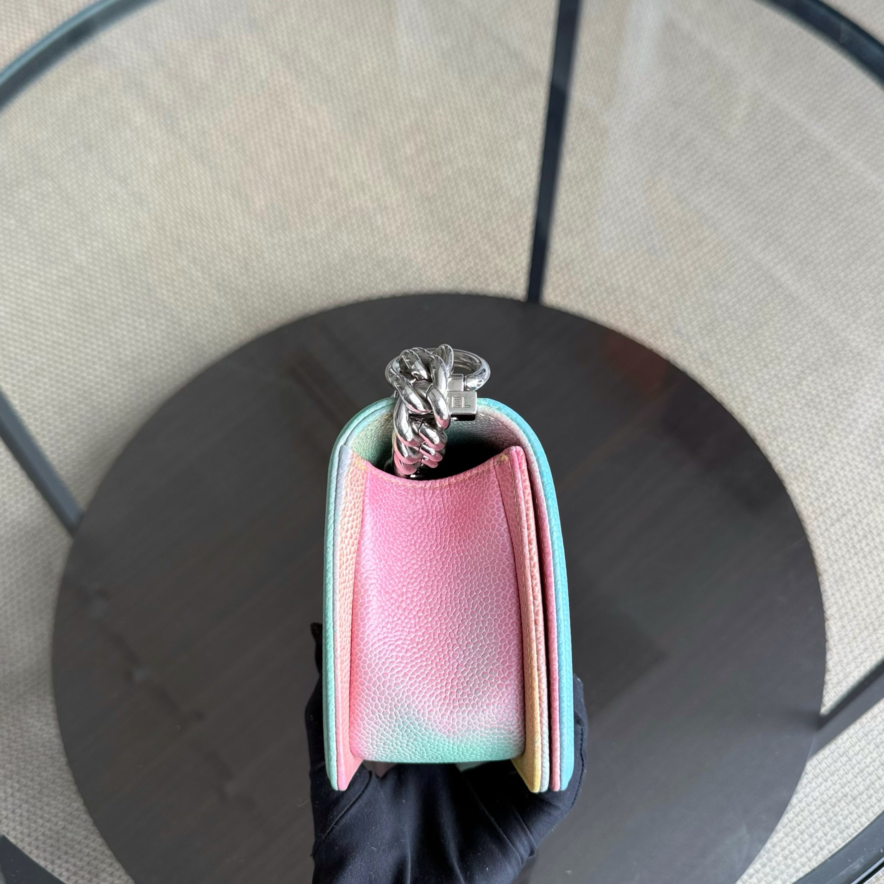Chanel Boy Small - Caviar Quilted Grained Calfskin Rainbow Limited Edition Silver Hardware Series 23