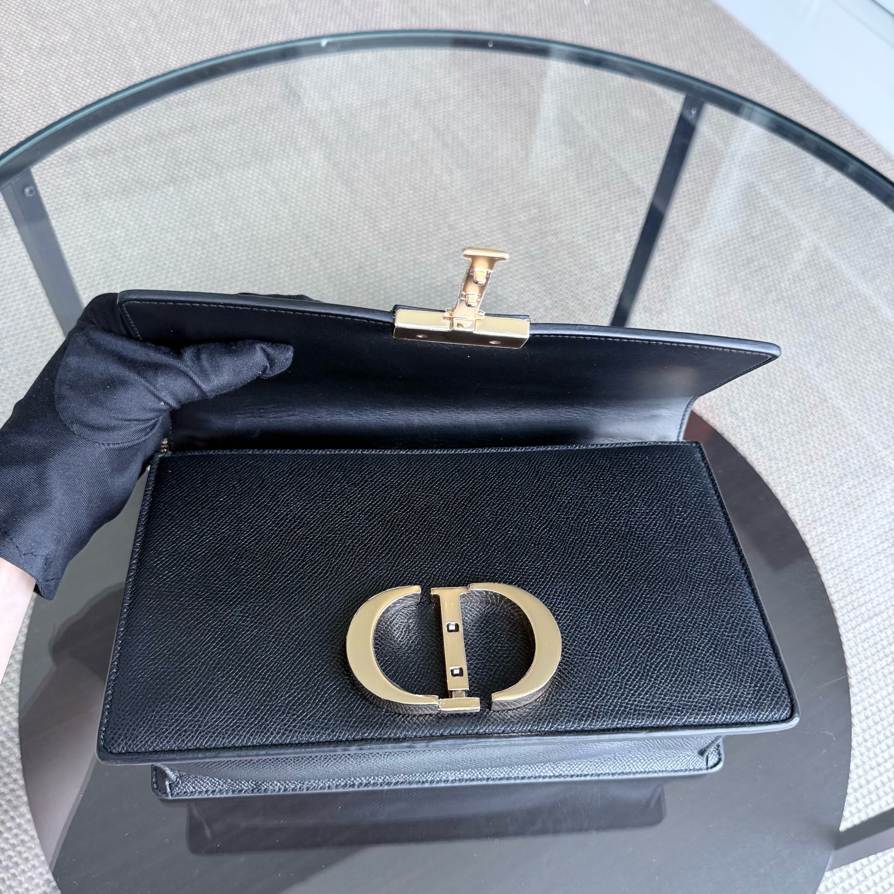 Dior Montaigne 30 Chain - Grained Calfskin Black Gold Hardware