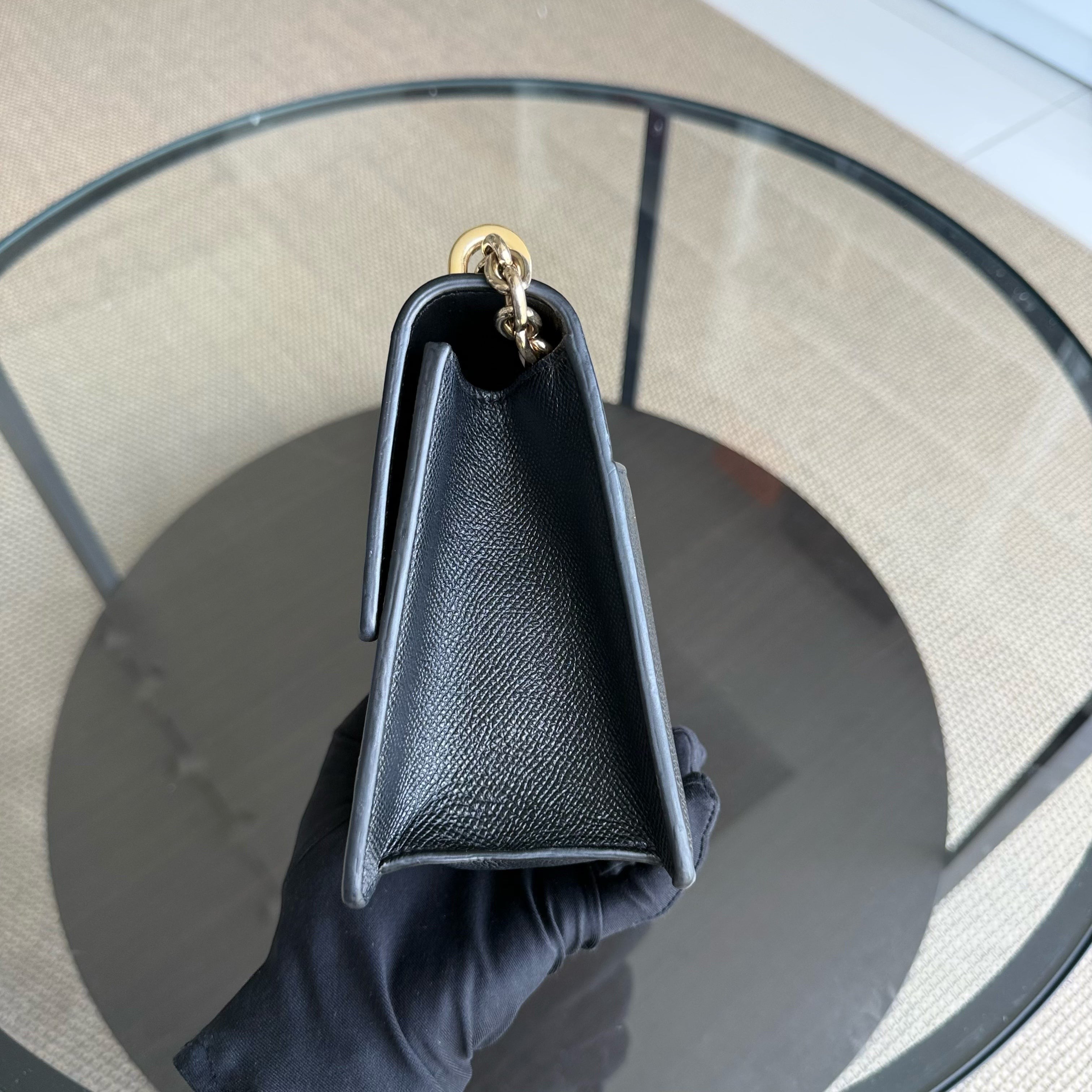 Dior Montaigne 30 Chain - Grained Calfskin Black Gold Hardware