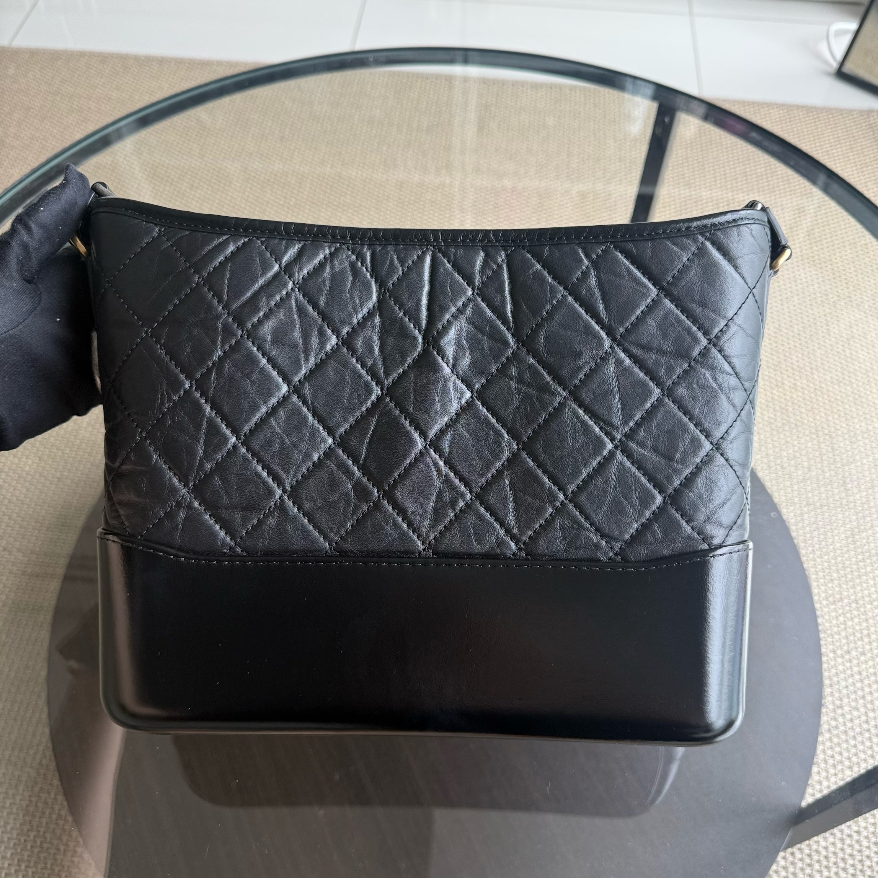 Chanel Gabrielle Medium - Quilted Aged Calfskin Black Two-tone Gold Hardware