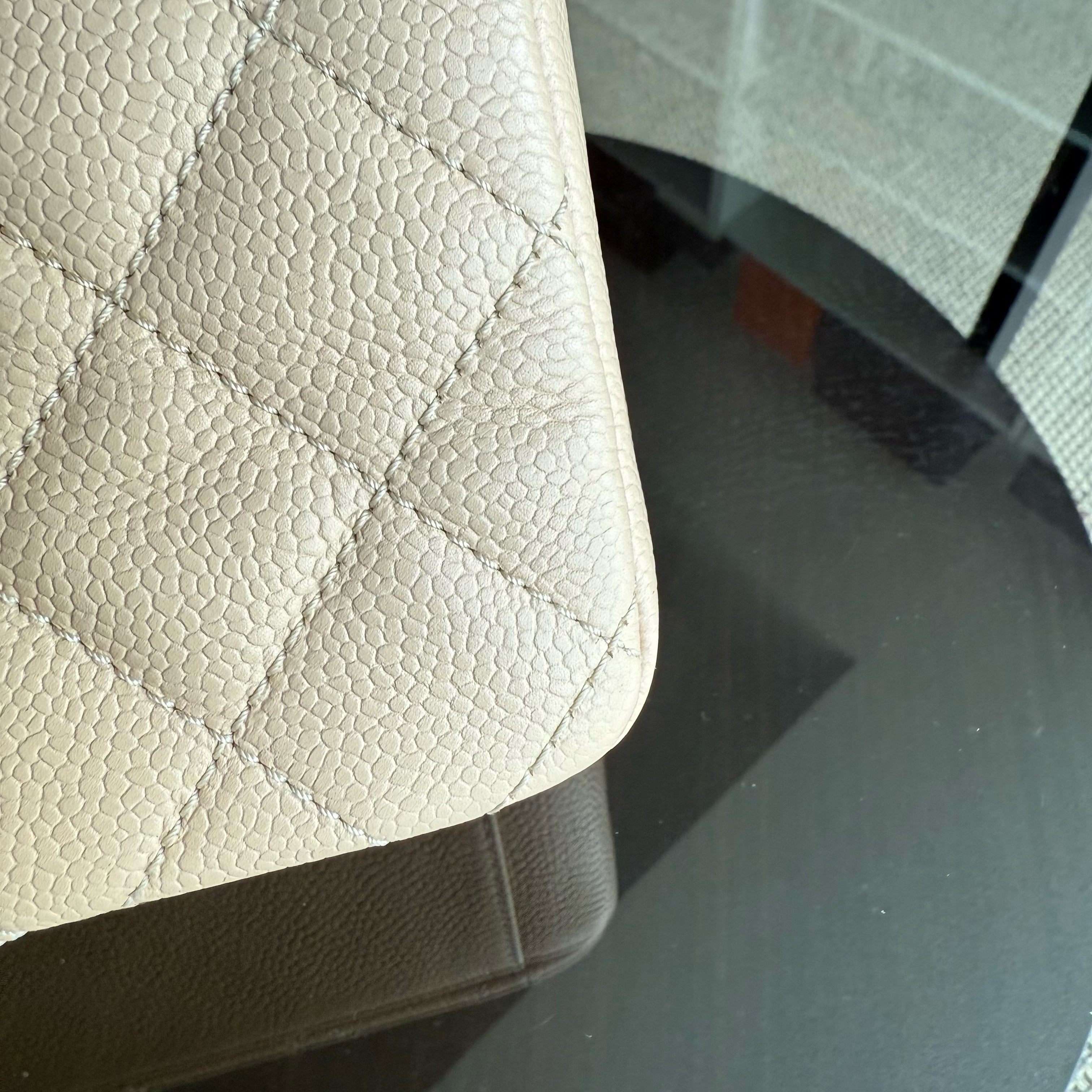 Chanel PST Petite Shopping Tote - Caviar Quilted Grained Calfskin Light Beige Gold Hardware Series 15